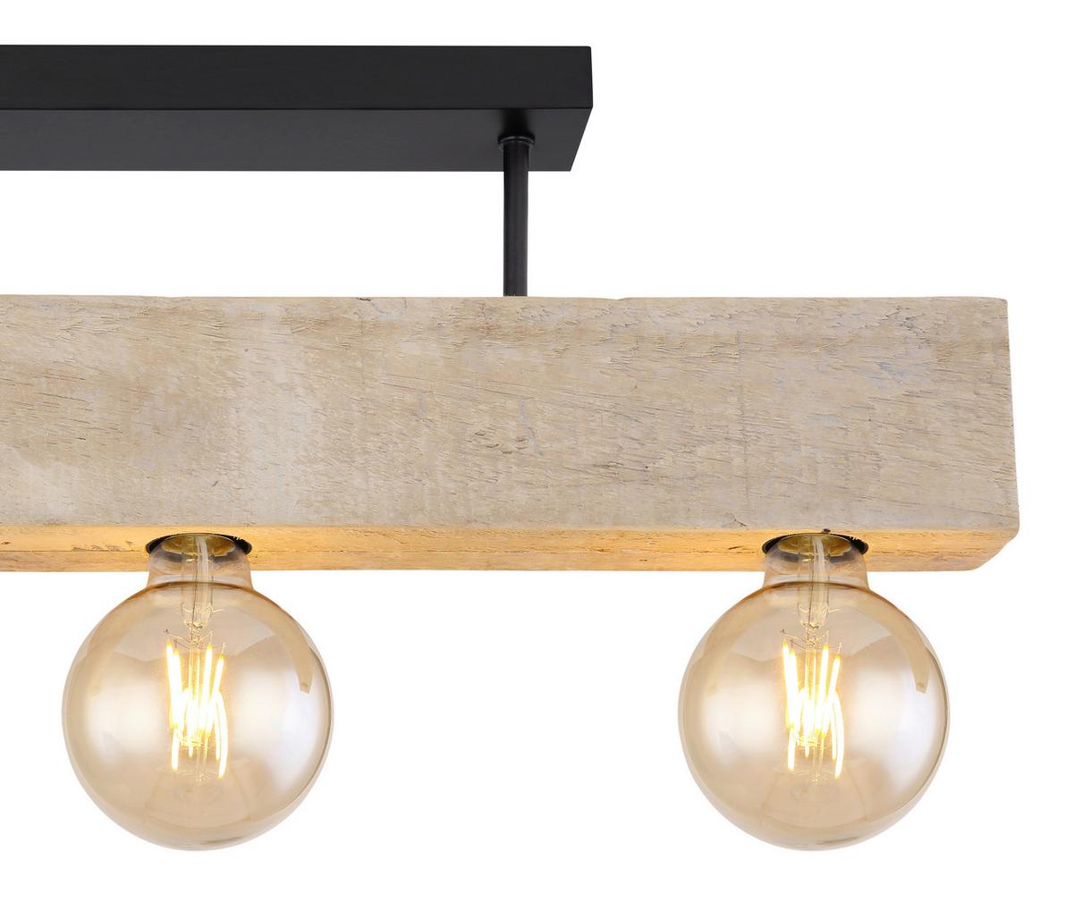 Deckenleuchte Adalie L: 60 Cm - Dunkelbraun/Schwarz, Natur, Holz/Metall (60/6/19cm) - Globo