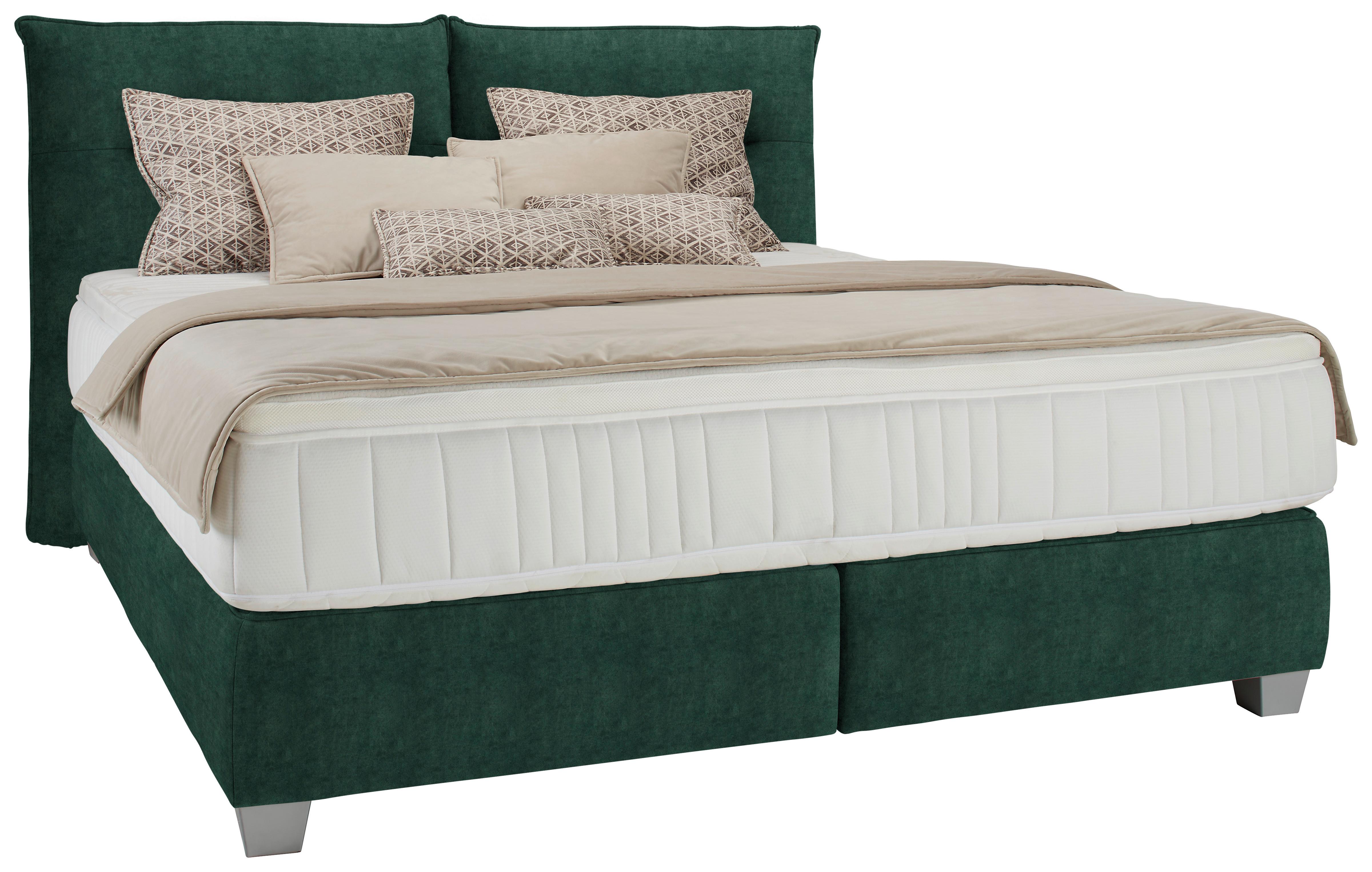 Posteľ boxspring Fog 160x200cm,zelená - zelená/strieborná, Lifestyle, textil/plast (160/200cm) - Premium Living