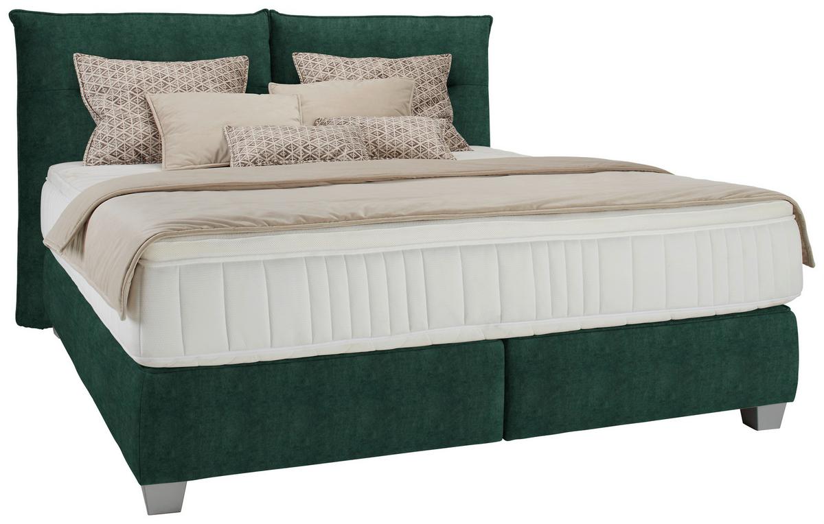 Posteľ boxspring Fog 160x200cm,zelená - zelená/strieborná, Lifestyle, textil/plast (160/200cm) - Premium Living