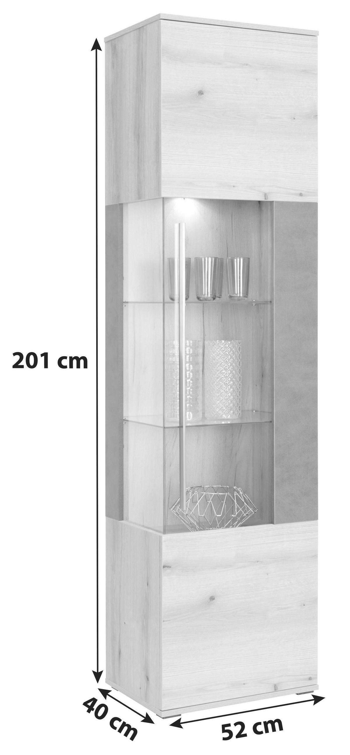 Vitrine Limit B: 52 cm Coast Evoke Eiche Dekor/Matera - MODERN, Glas/Holzwerkstoff (52/201/40cm)