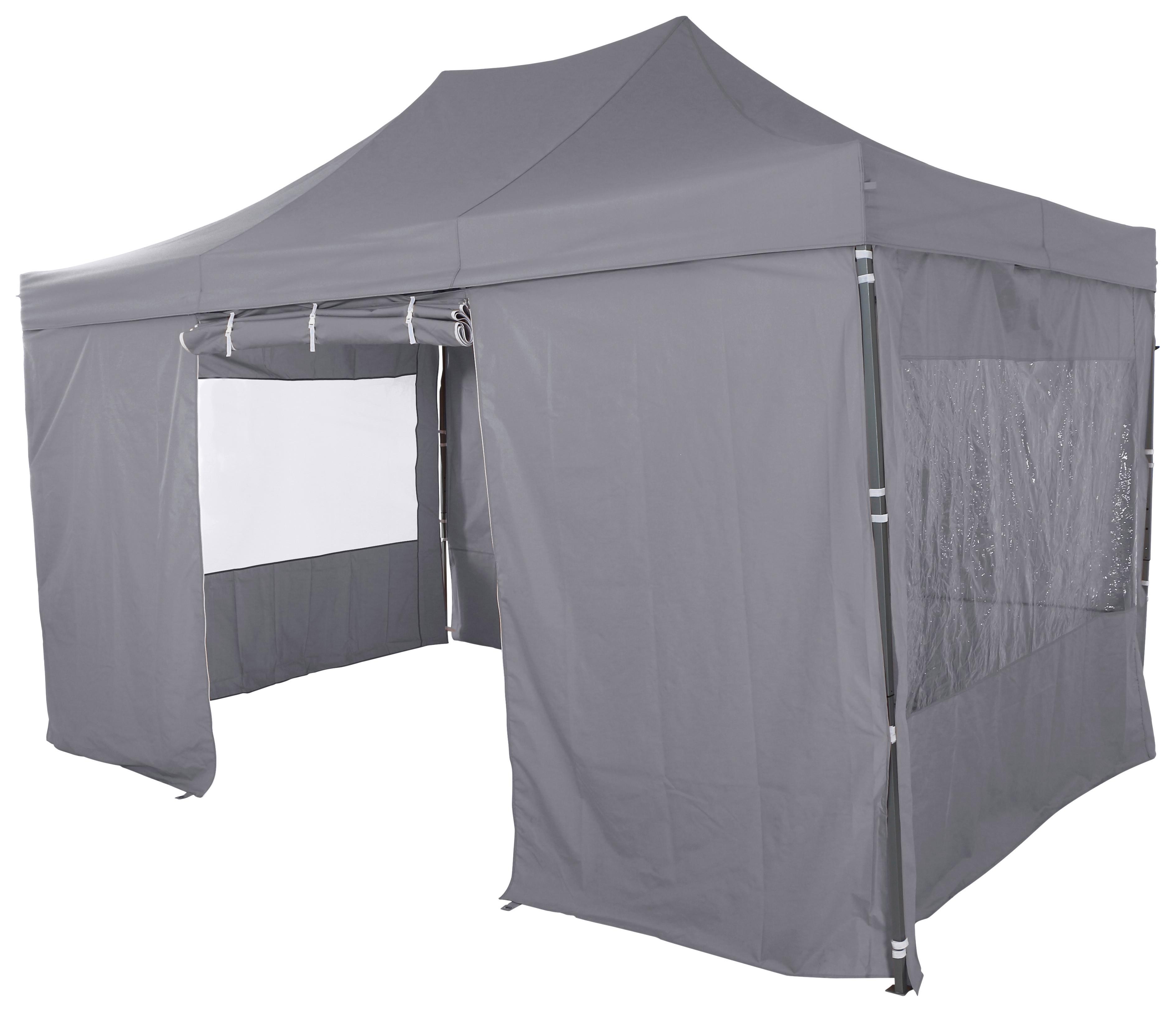 Pavillon L30550 450x300 cm Mit Seitenwände - Grau, KONVENTIONELL, Textil/Metall (450/330/300cm) - Siena Garden