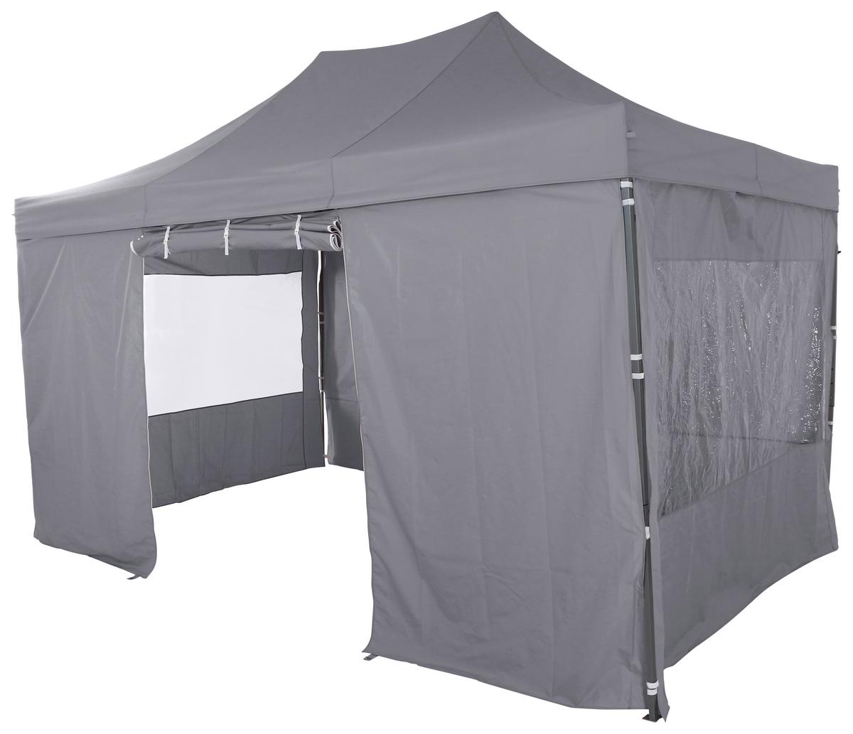 Pavillon L30550 450x300 cm Mit Seitenwände - Grau, KONVENTIONELL, Textil/Metall (450/330/300cm) - Siena Garden