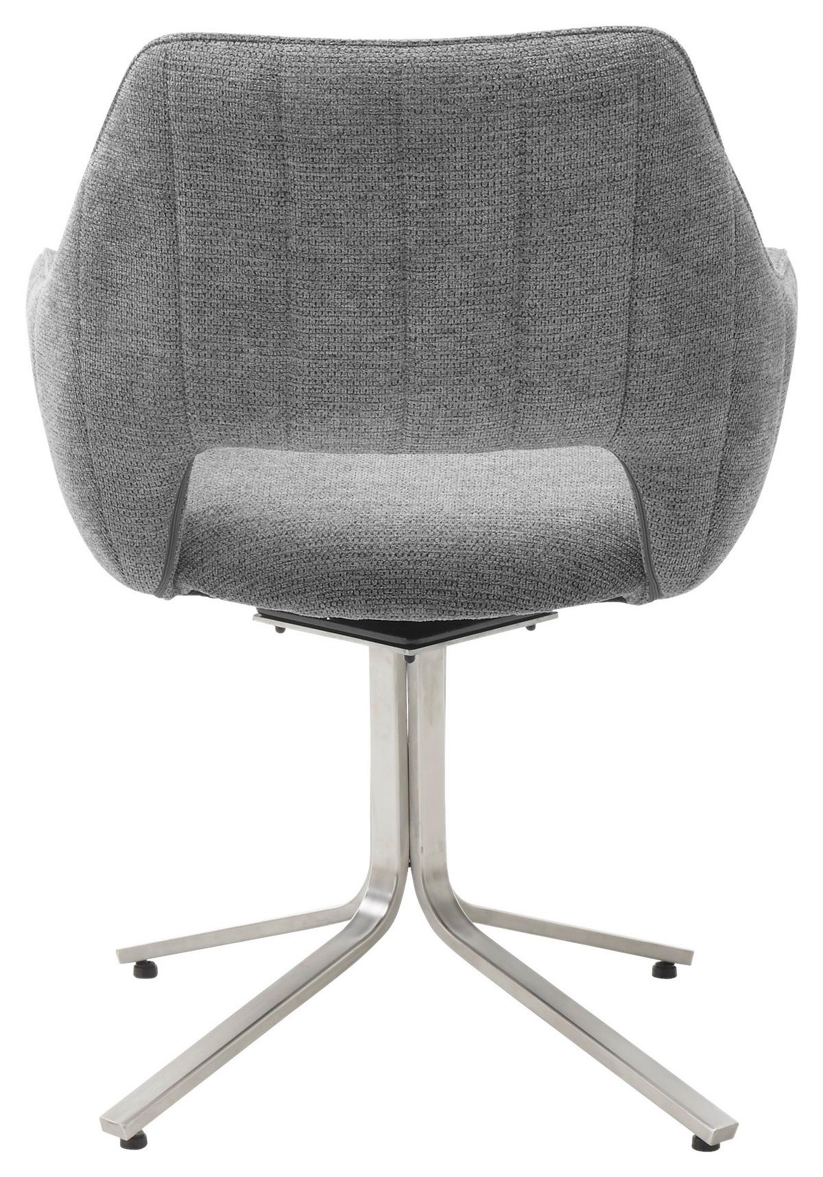 Židle s područkami Bacares, šedá - šedá/barvy nerez oceli, Lifestyle, kov/textil (62/88/63cm) - Premium Living