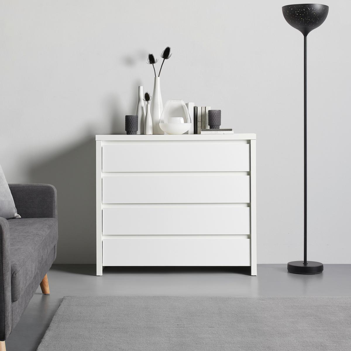 KOMODA LARIOS B -EXKLUSIV- - bílá/černá, Moderní, kompozitní dřevo/plast (105/91/40cm) - Mömax