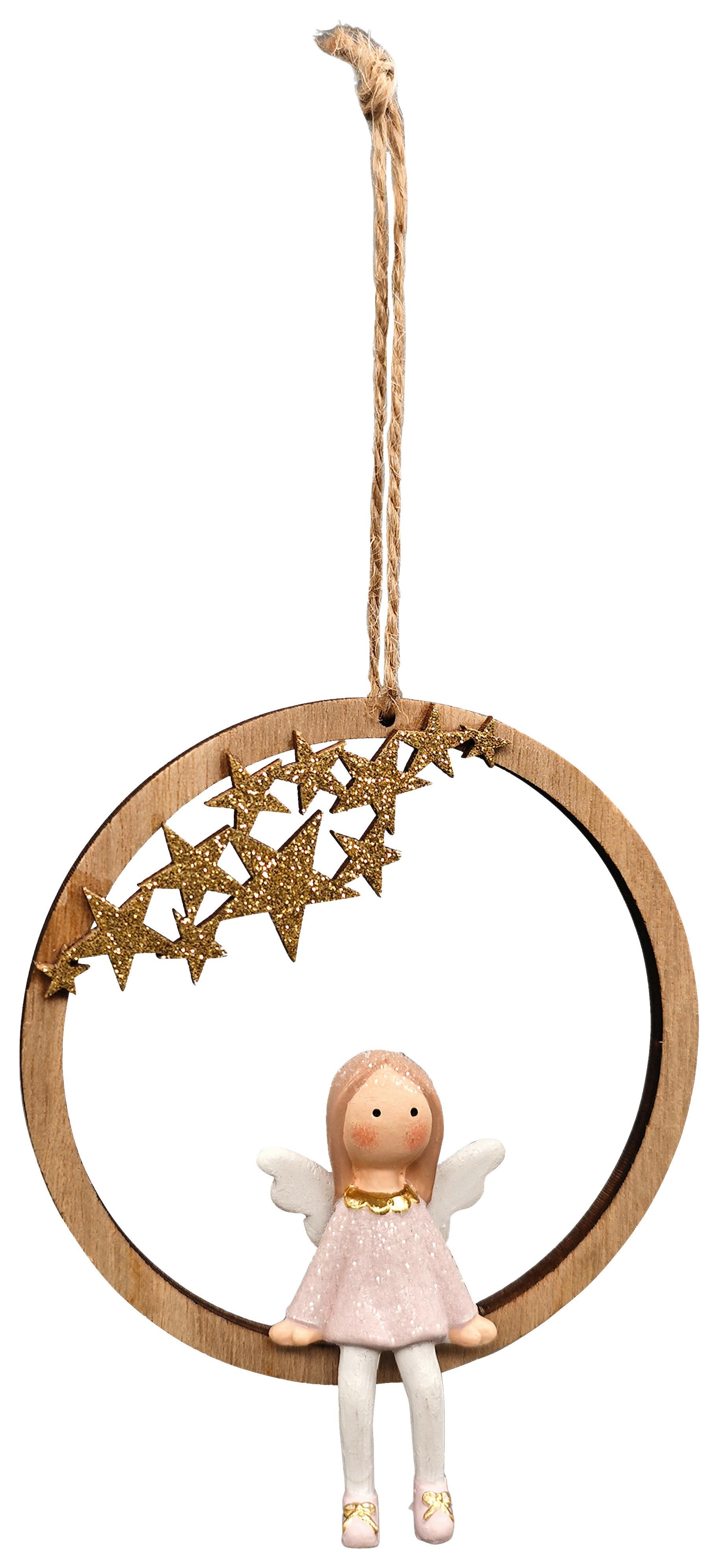 Závesná dekorácia HOLLY - biela/prírodná farba, Konventionell, kompozitné drevo/plast (9,5cm) - Mömax