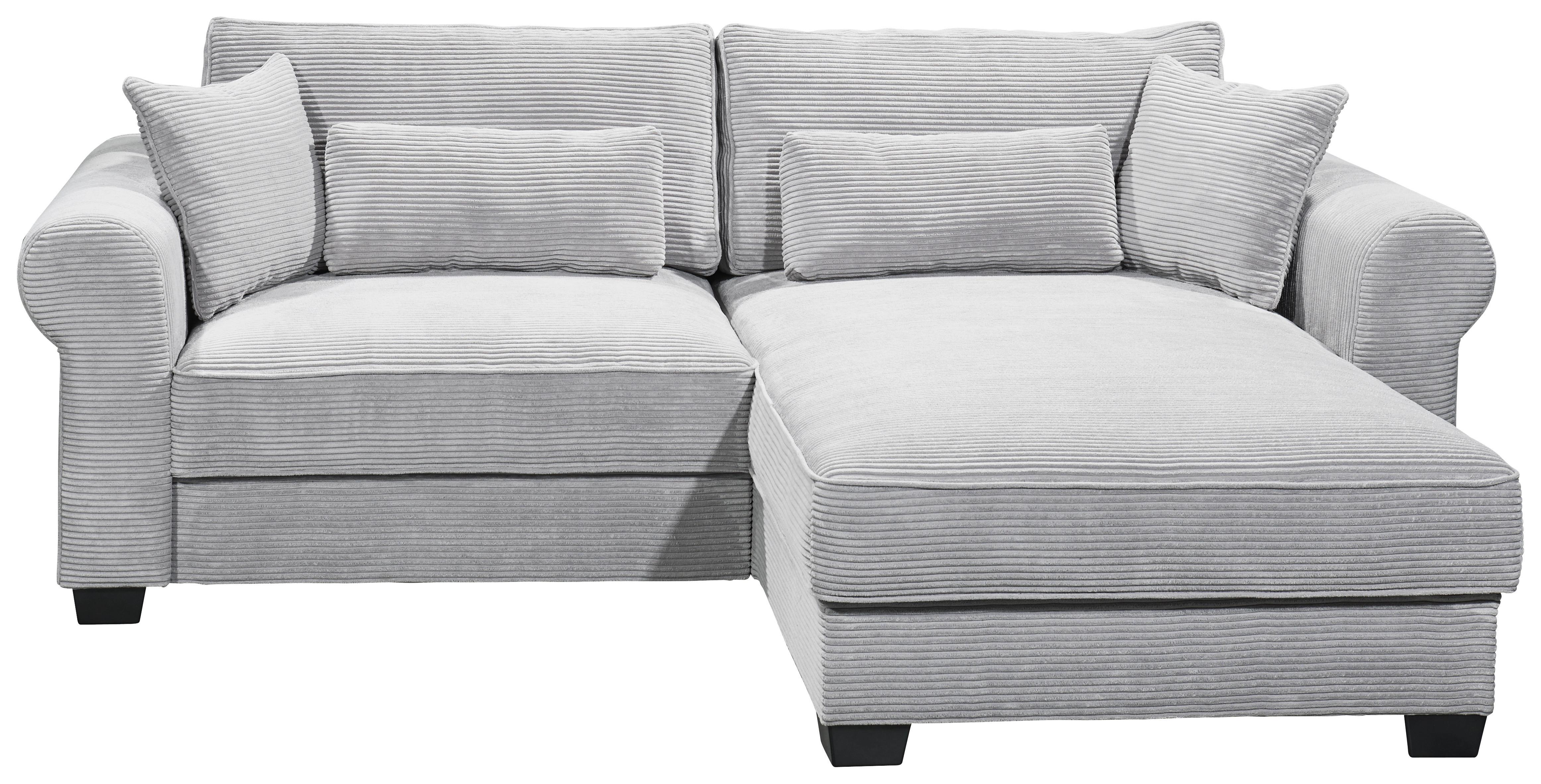 Ecksofa mit Schlaffunktion Angelina Grau Kord - Schwarz/Grau, Basics, Textil (255/185cm) - MID.YOU