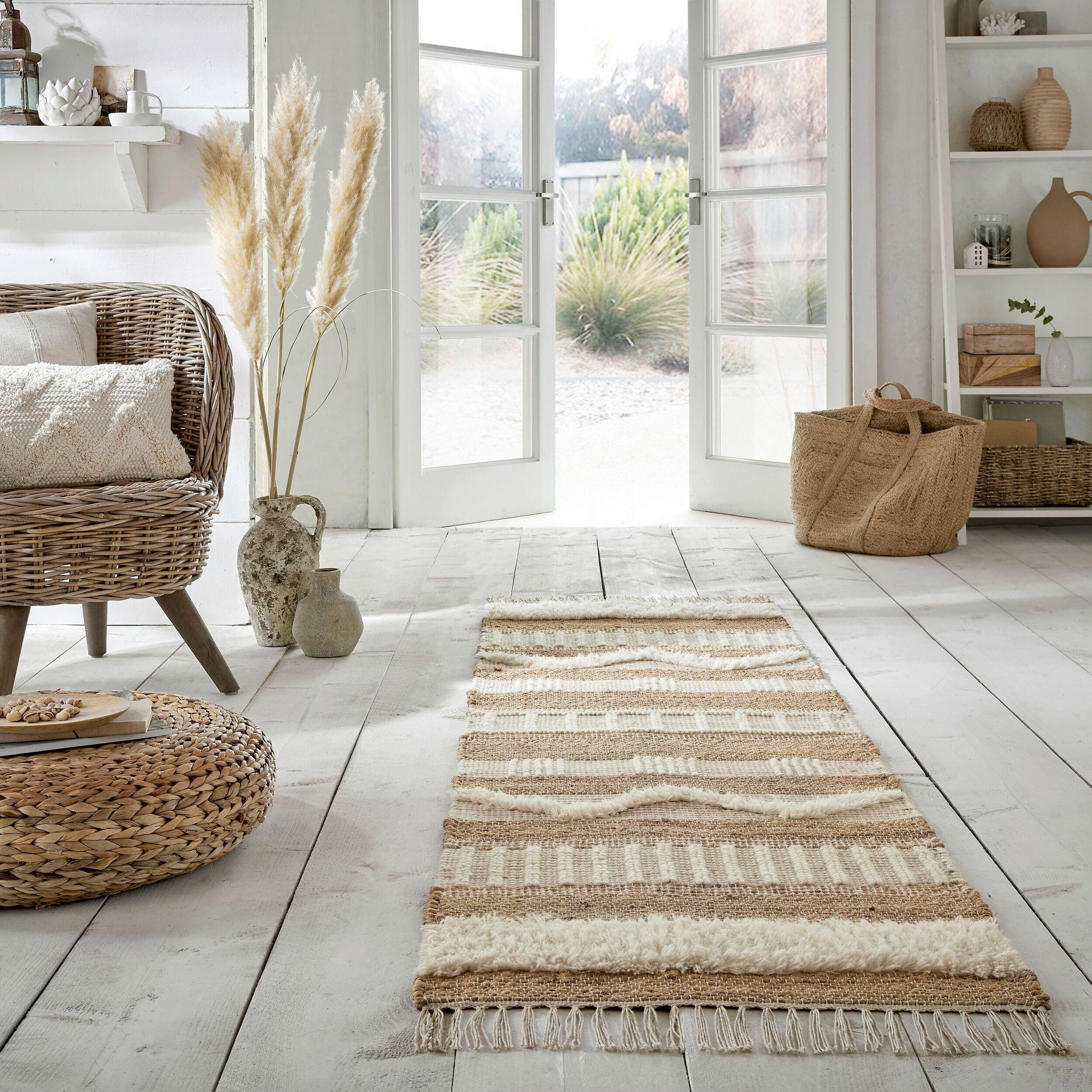 Handwebteppich Handwebteppich Natur B: 230 cm - Creme/Naturfarben, Basics, Textil (230/60cm)
