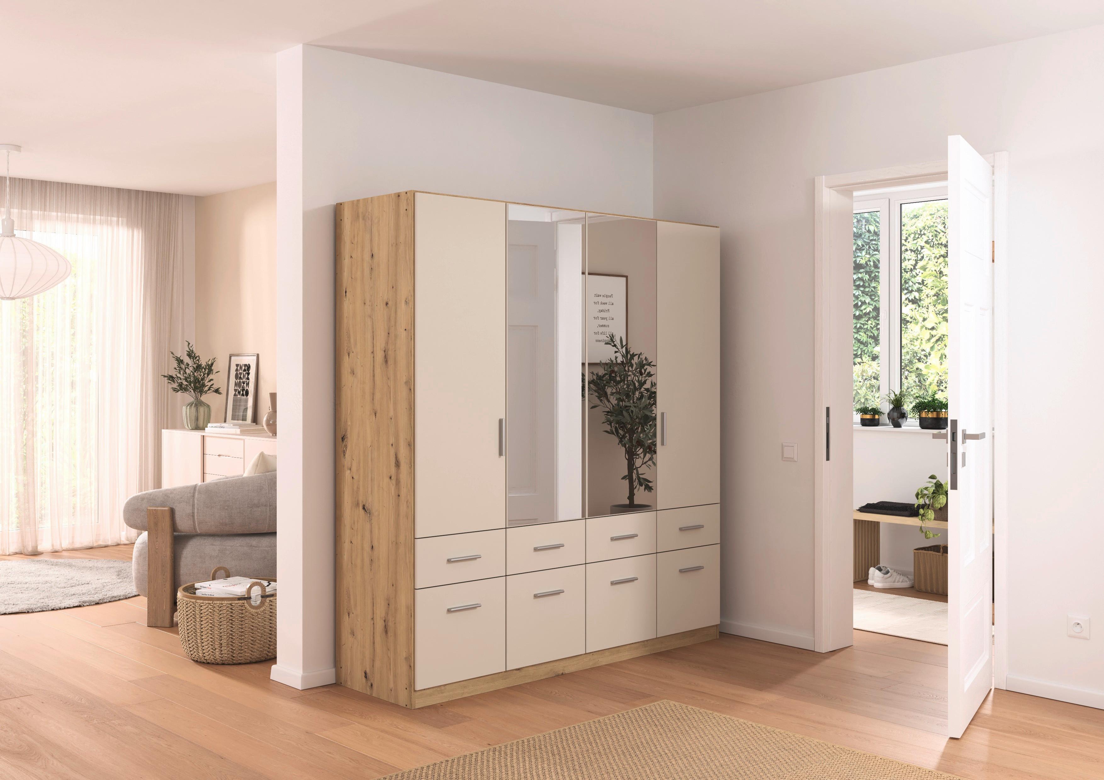 Kleiderschrank Celle Matt Champagner B: 181 cm - Champagner/Eiche Artisan, Trend, Holzwerkstoff (181/197/54cm)
