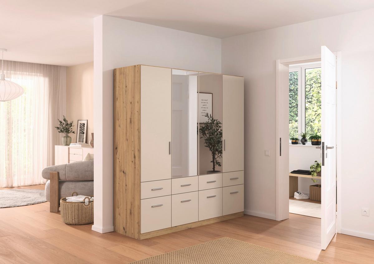 Kleiderschrank Celle Matt Champagner B: 181 cm - Champagner/Eiche Artisan, Trend, Holzwerkstoff (181/197/54cm)