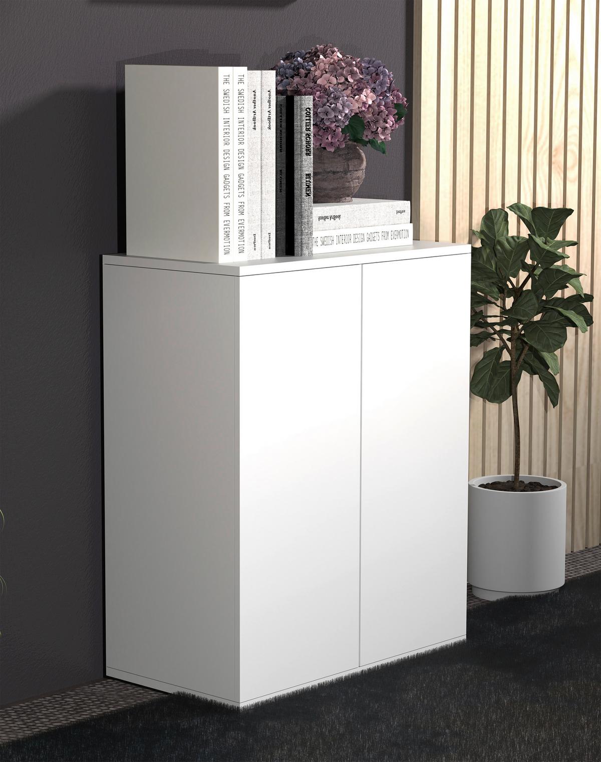 Kommode Dalrosa Weiß - Anthrazit/Weiß, MODERN, Holzwerkstoff (60/73/32cm) - MID.YOU