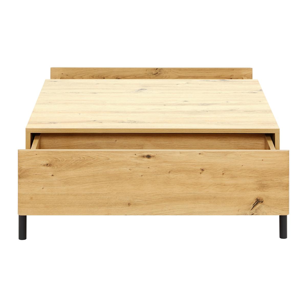 Konferenčný stolík JASMINA farby dubu - čierna/farba duba, Modern, kov/drevo (85/80/37cm) - Bessagi Home
