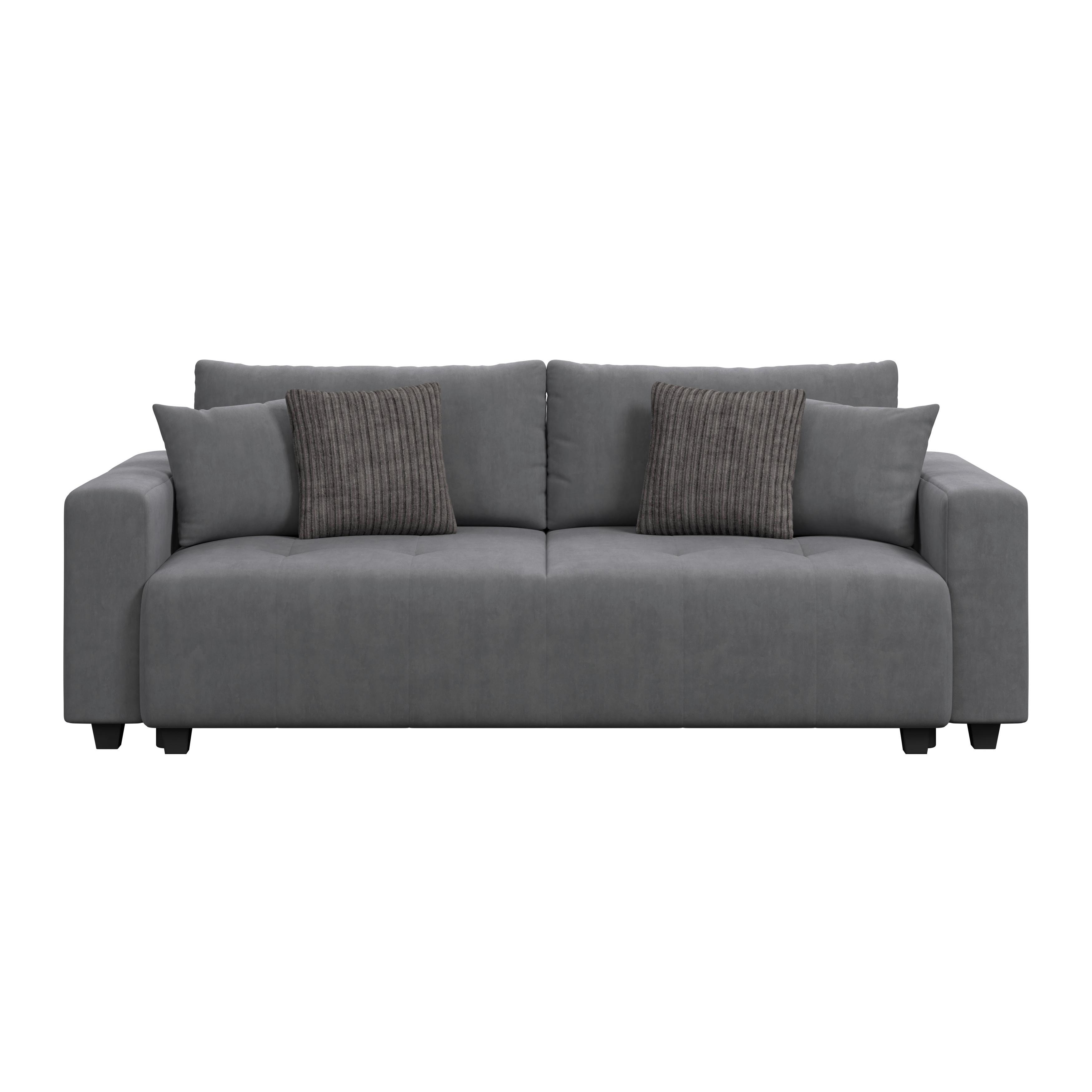 Ecksofa mit Bettfunktion Lily Velours anthrazit ,240x119cm - Anthrazit/Schwarz, Trend, Holz/Holzwerkstoff (240/90,5/119cm) - Luca Bessoni
