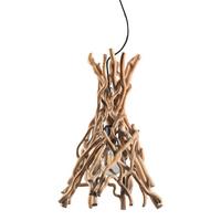 Hängeleuchte 4899/S - Schwarz/Akaziefarben, Natur, Holz/Metall (34/34/125cm)
