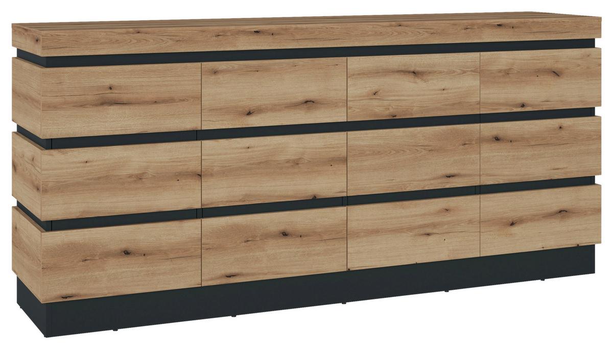 Sideboard Corte Grau/Eiche Dekor B: 201,2 cm - Eichefarben/Grau, Trend, Holzwerkstoff (201,2/92,5/45cm)