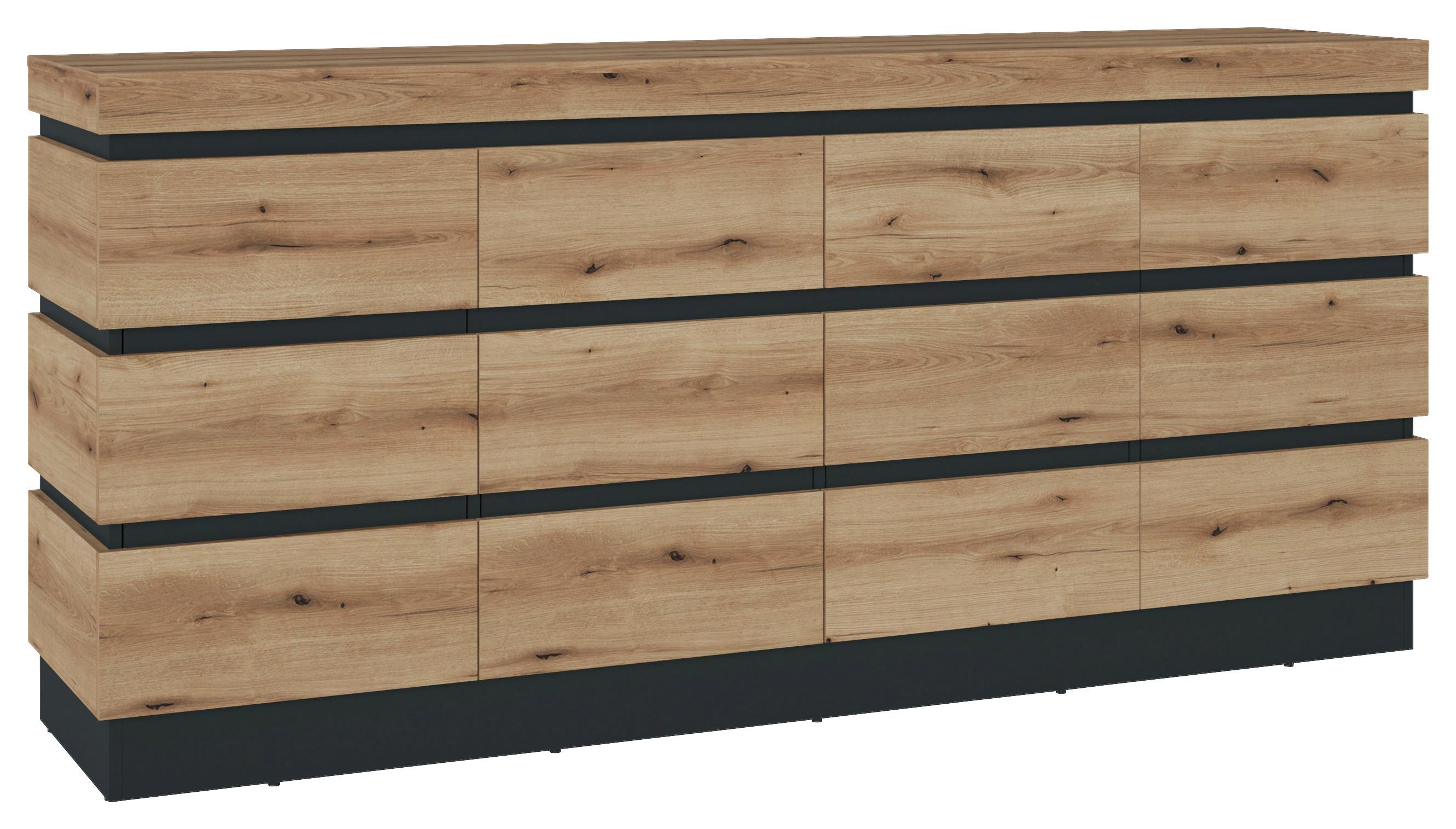 Sideboard Grifflos 201,2cm Corte Grau/eiche Dekor