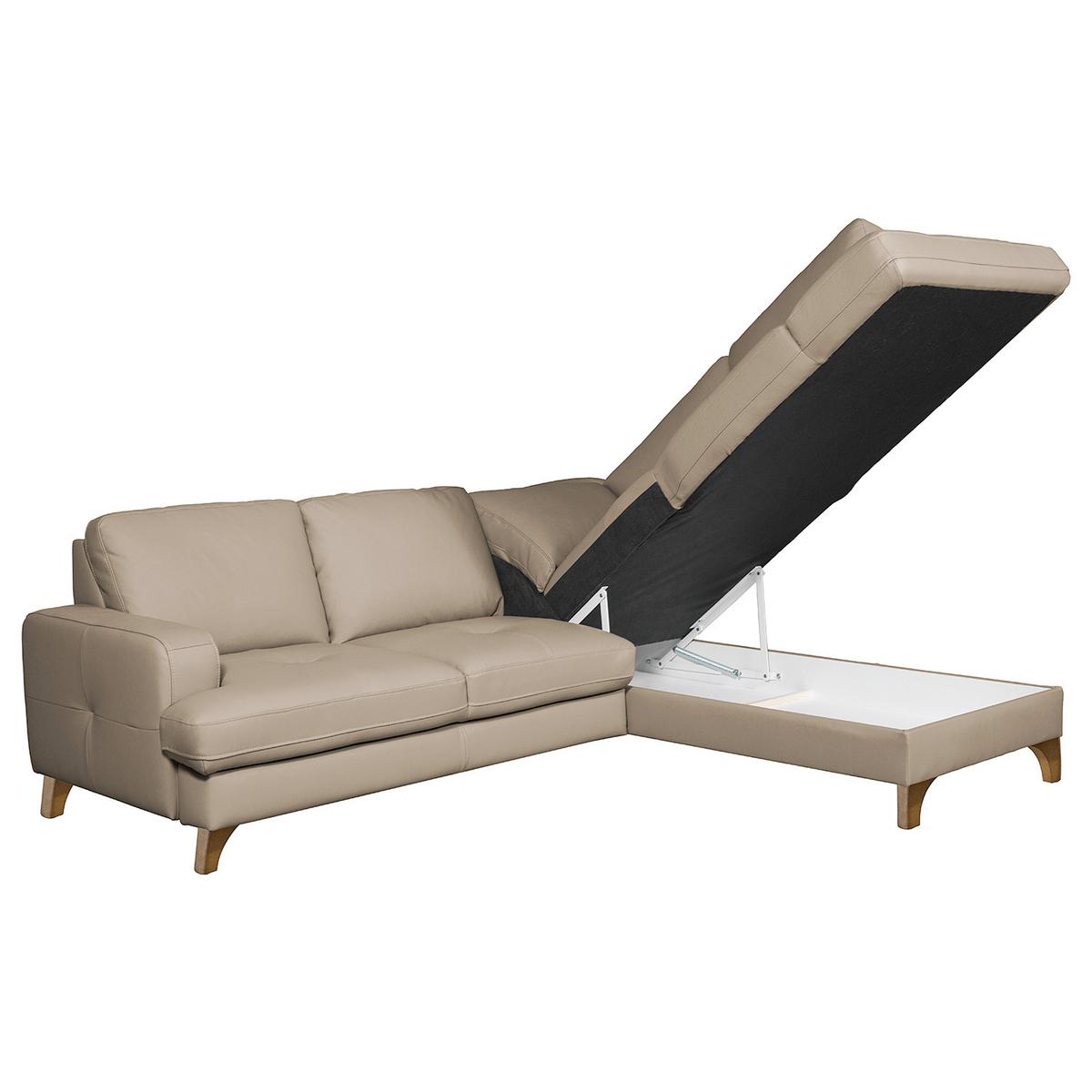Ecksofa Fargo Hellgrau B: 234x190 Cm - Buchefarben/Hellgrau, Design, Leder/Textil (234/190cm) - Livetastic