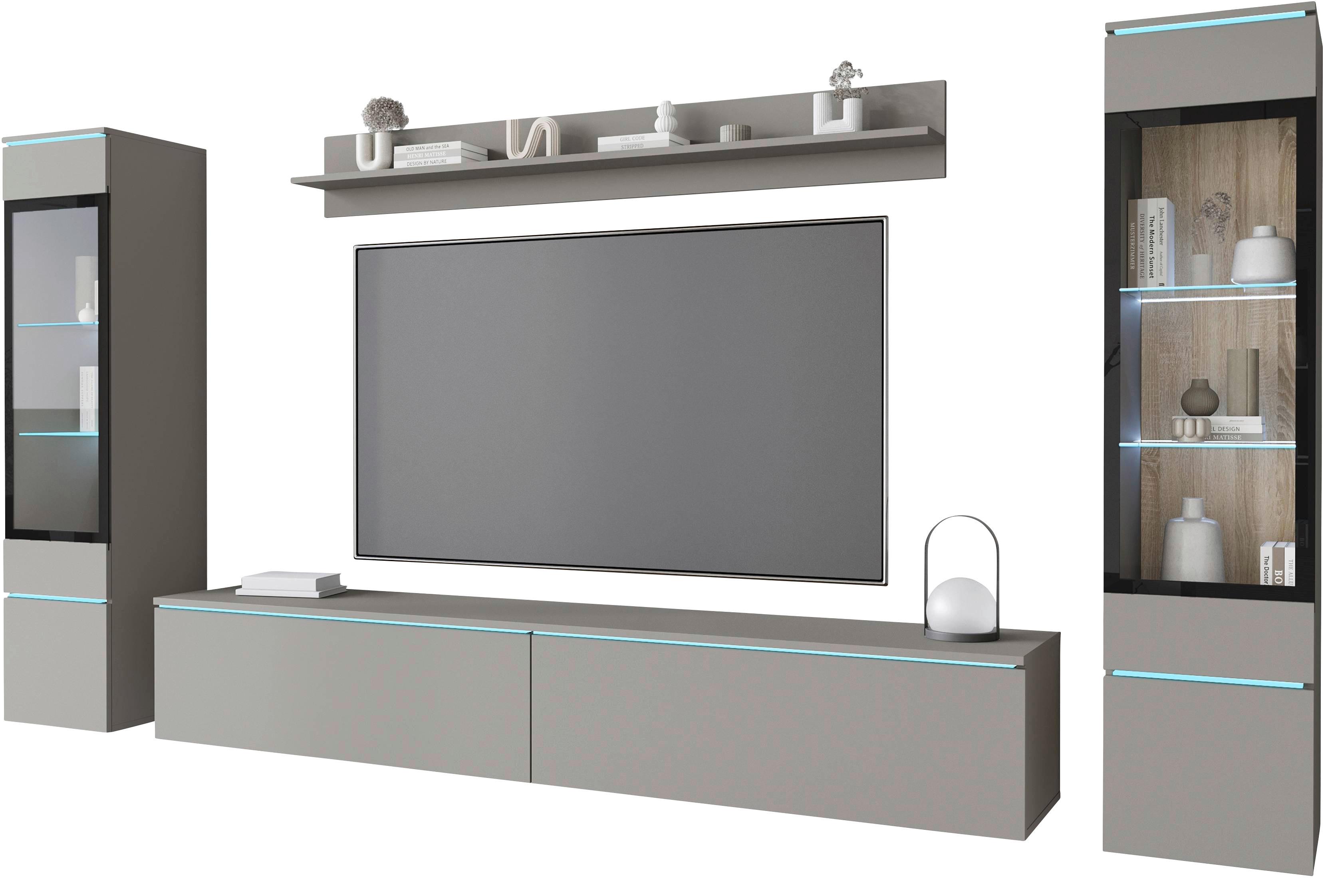OBÝVACÍ STĚNA VERA II - šedá, Trend, kompozitní dřevo/plast (240/130/33cm)