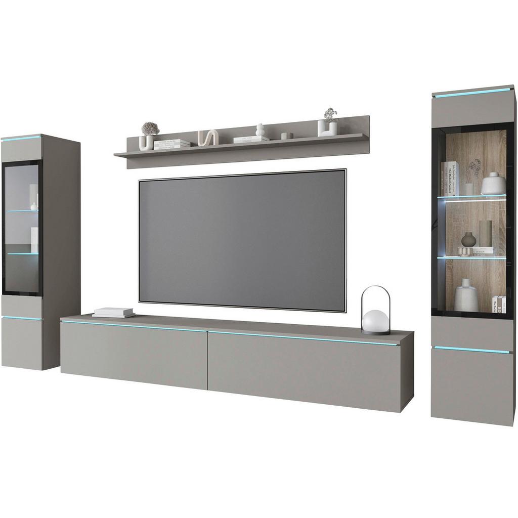 Wohnwand Vera II 4-teilig Grau B: 240 cm