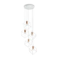 Hängeleuchte Ice H: 60-245,5cm 5-Flammig - Messingfarben/Weiß, Design, Metall (50/60-245,50cm) - Ideal Lux