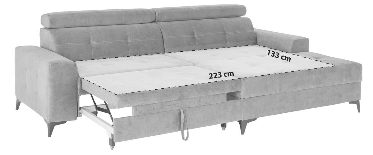 Ecksofa mit Schlaffunktion Florida Senfgelb Samt - Senfgelb/Schwarz, MODERN, Holz/Holzwerkstoff (275/175cm)