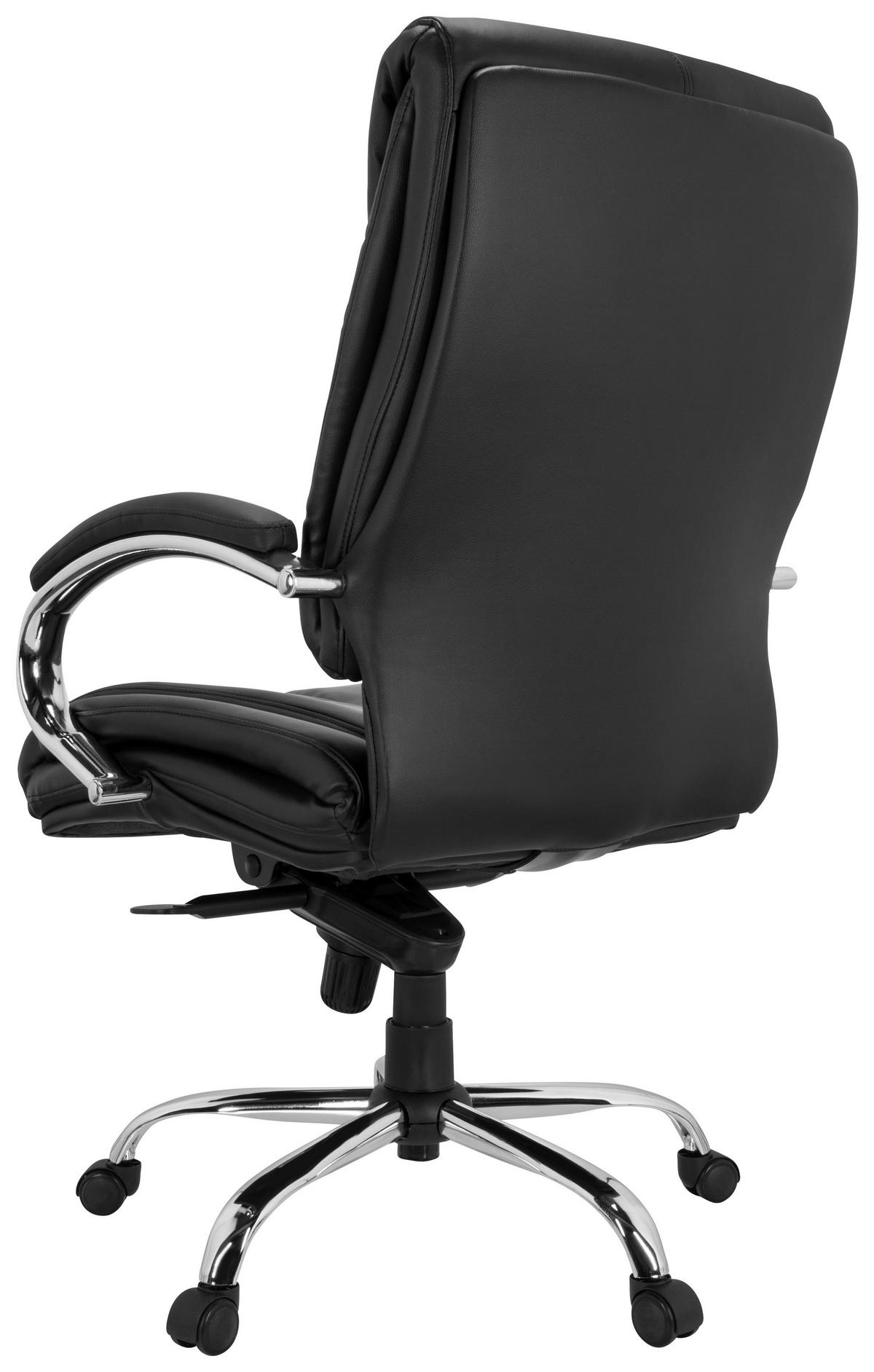 Chefsessel Xxl H 100 Pu Lederlook Schwarz Bis 150 Kg - Silberfarben/Schwarz, Basics, Kunststoff/Textil (66/113/70cm) - MID.YOU