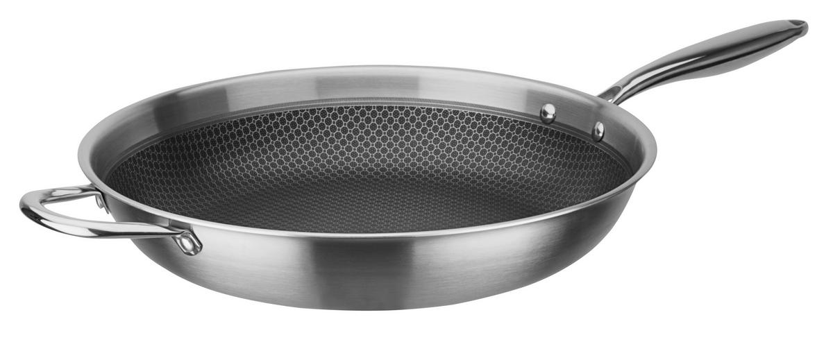 Bratpfanne Inoxxa Black Edelstahlfarben, D: 36 cm - Edelstahlfarben, Basics, Metall (36cm) - GSW