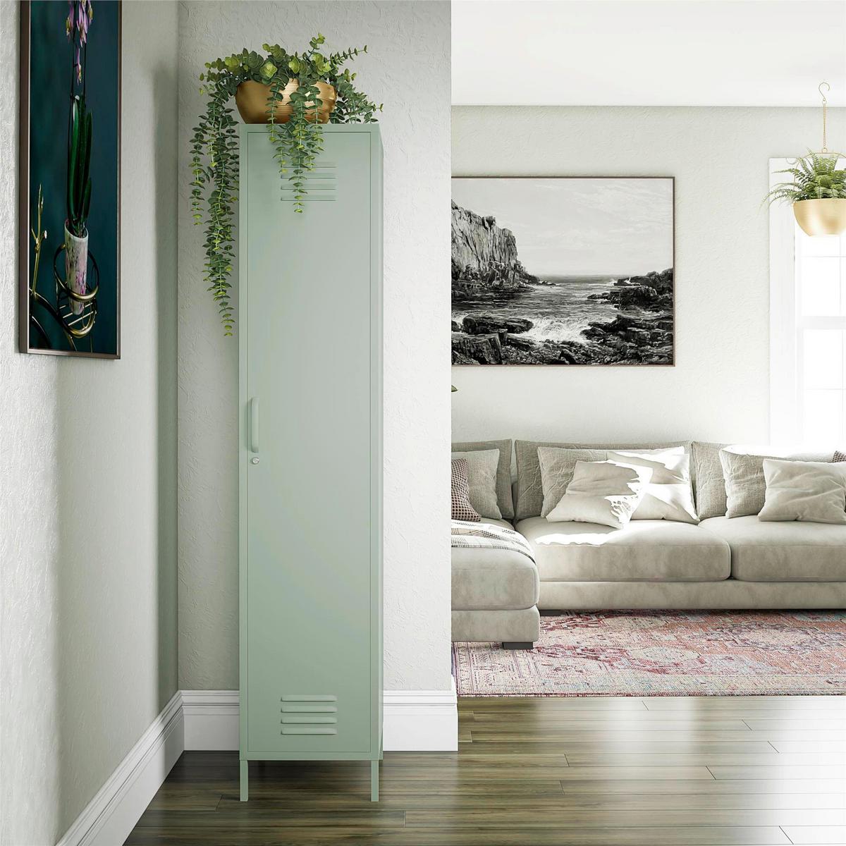 Garderobenschrank Mission District Grün B: 38 cm - Grün, Design, Metall (38/185/40cm) - MID.YOU