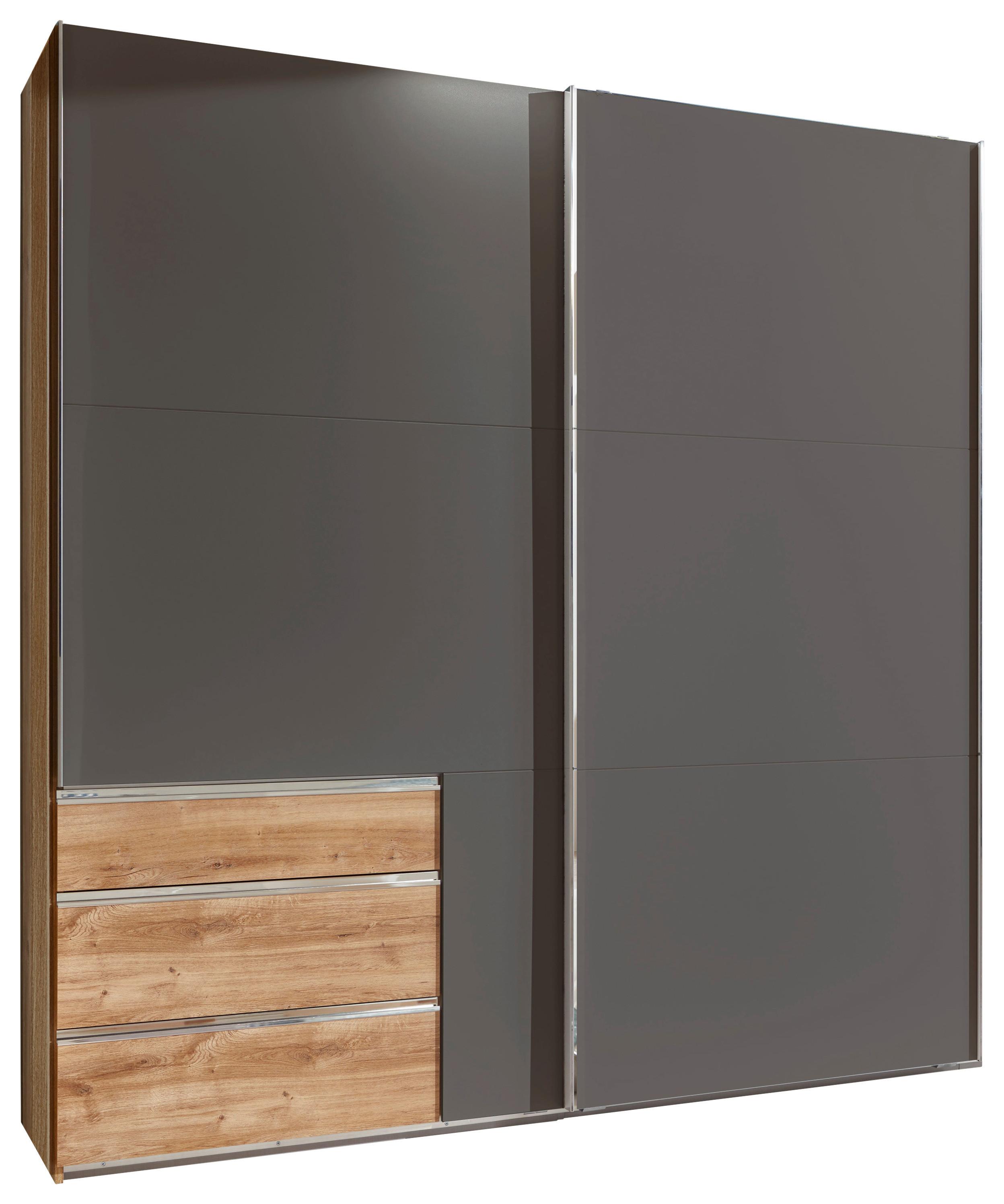 Schwebetürenschrank mit Laden 250cm Level 36a, Graphit/Eiche - Eichefarben/Graphitfarben, MODERN, Holzwerkstoff (250/216/65cm) - MID.YOU