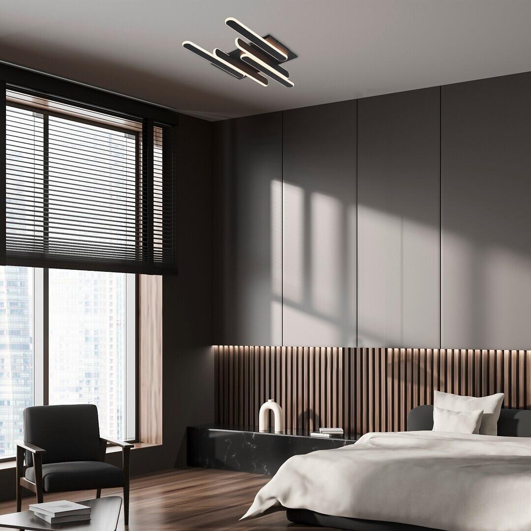 STROPNÍ LED SVÍTIDLO SINDRI - bílá/černá, Design, kov/plast (61/36cm)