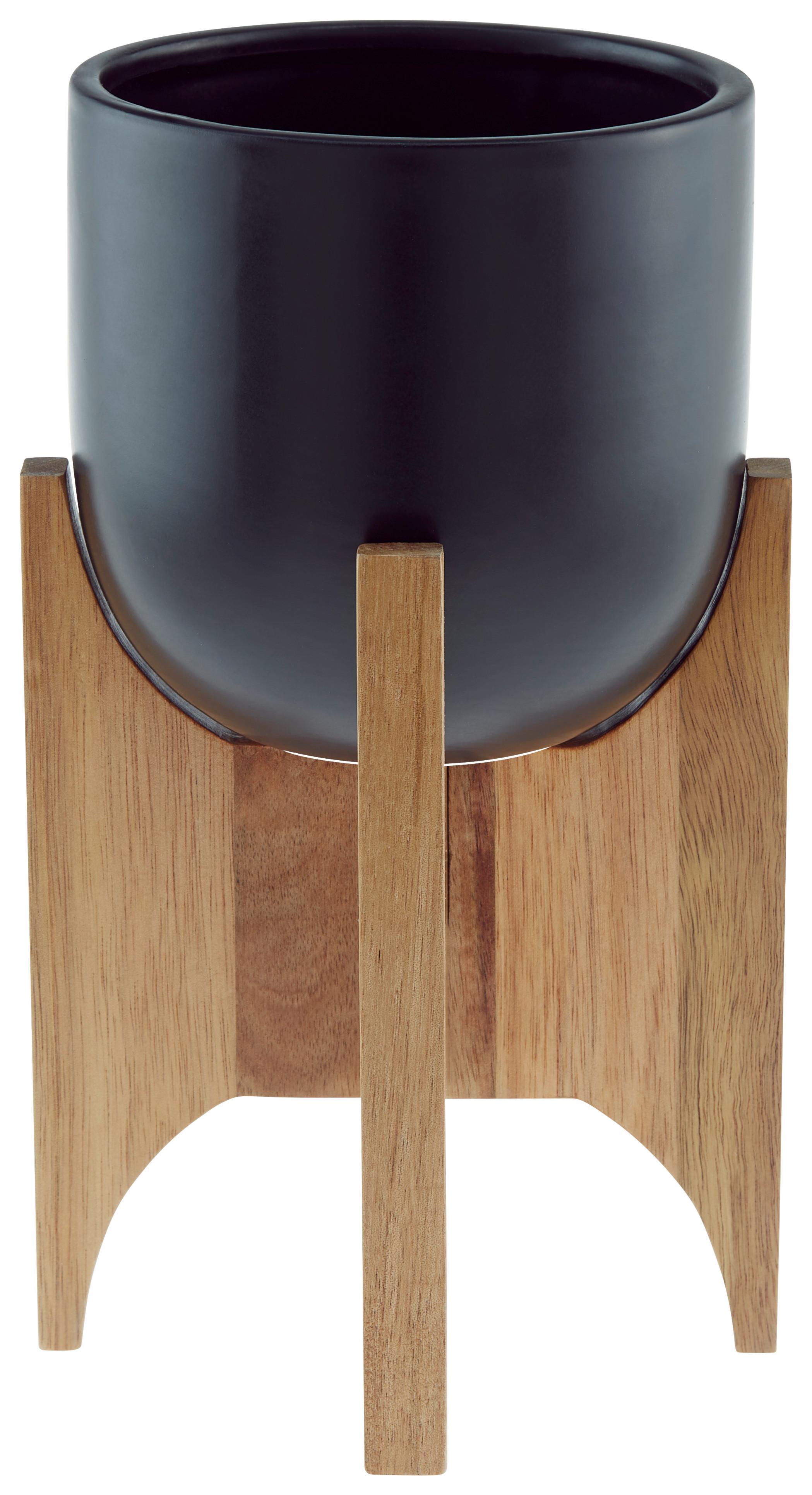 Virágkaspó Hadir - natúr színű/fekete, Modern, fa/kerámia (14/24cm) - Luca Bessoni