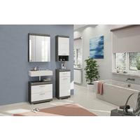 Badezimmer Scout - Weiß Hochglanz/Grau, MODERN, Holzwerkstoff (97cm) - MID.YOU