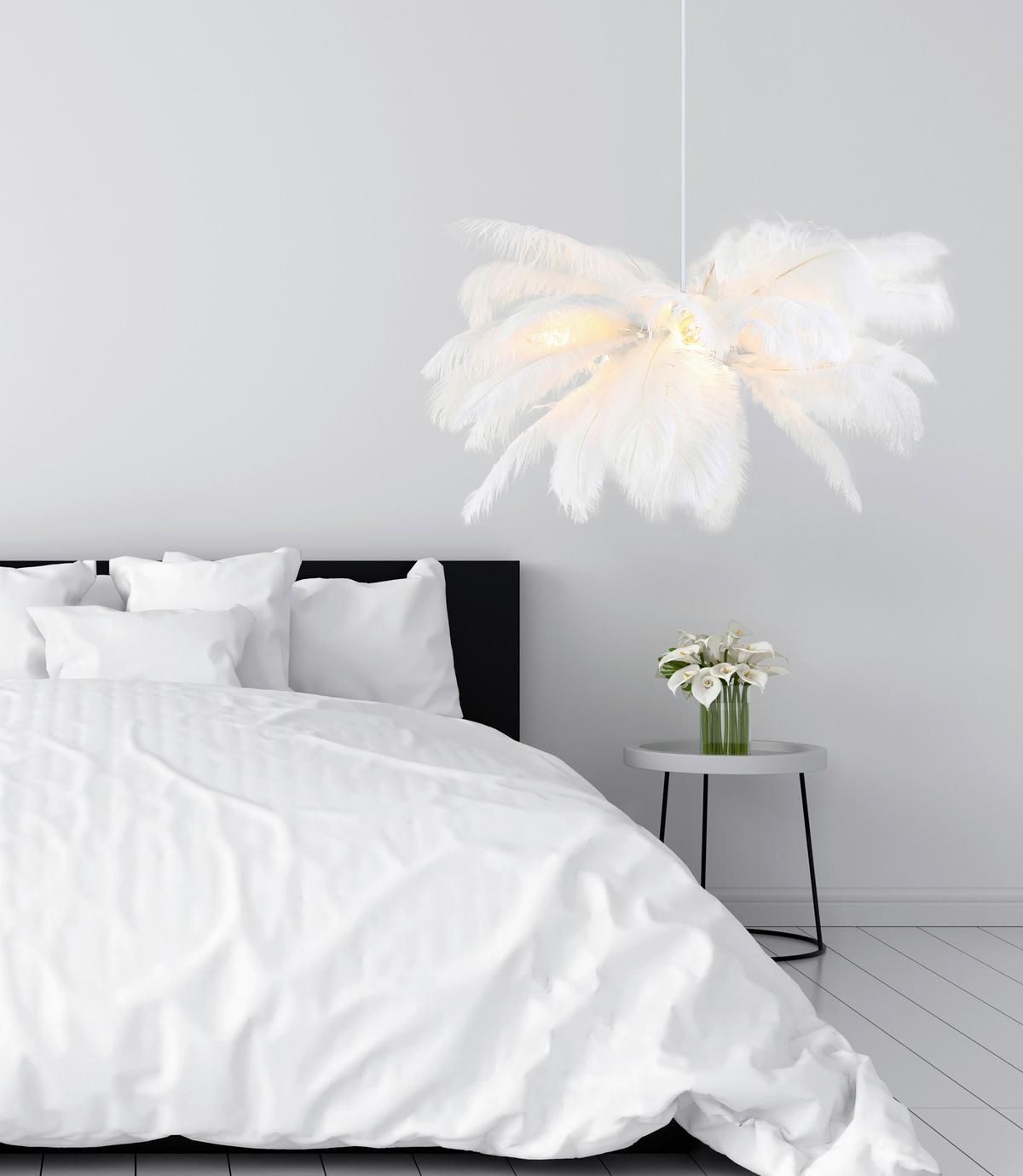 Hängeleuchte Fedi - Weiß, MODERN, Textil/Metall (55/120cm)