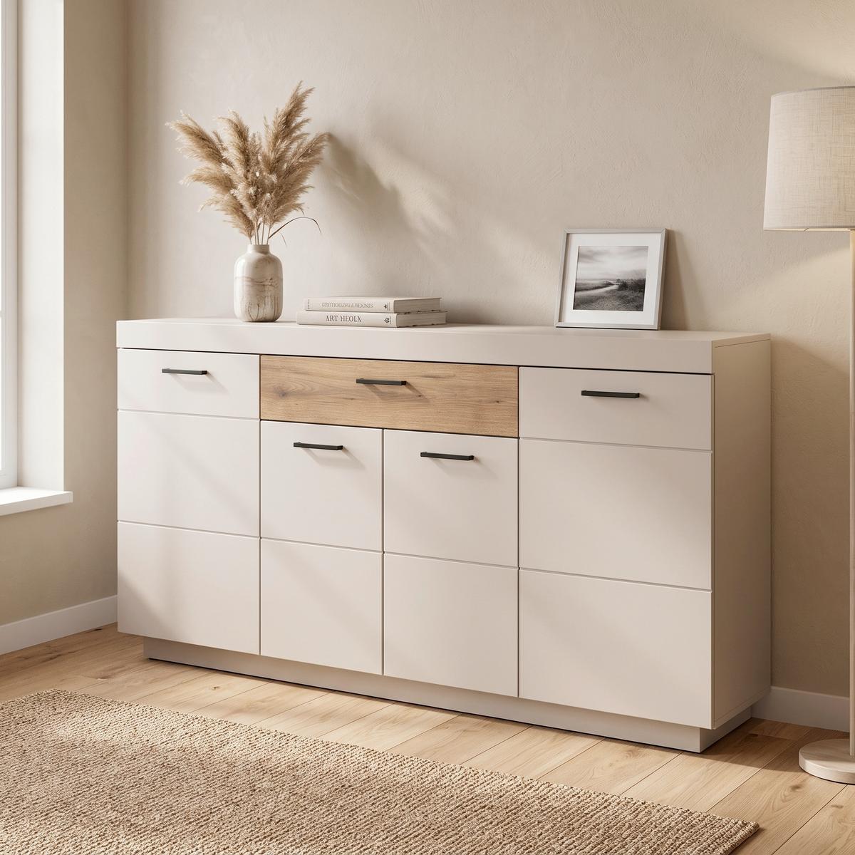 Sideboard Lightning Eichefarben/Kaschmir B: 160 cm - Kaschmir/Eichefarben, MODERN, Holzwerkstoff (160/88,4/41,6cm)
