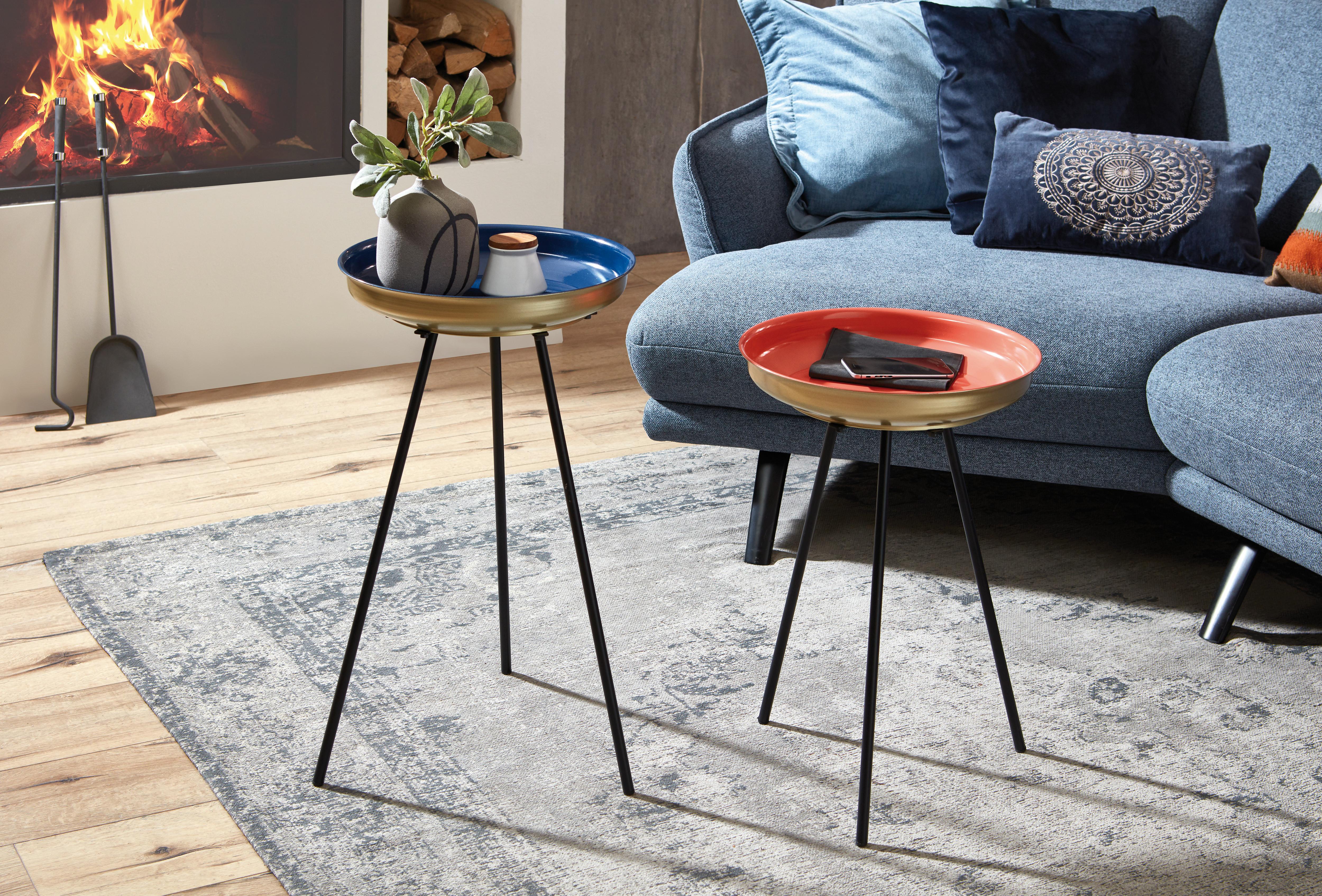 Beistelltischset 2-teilig Bunt - Blau/Rot, Basics, Metall (38/66cm)
