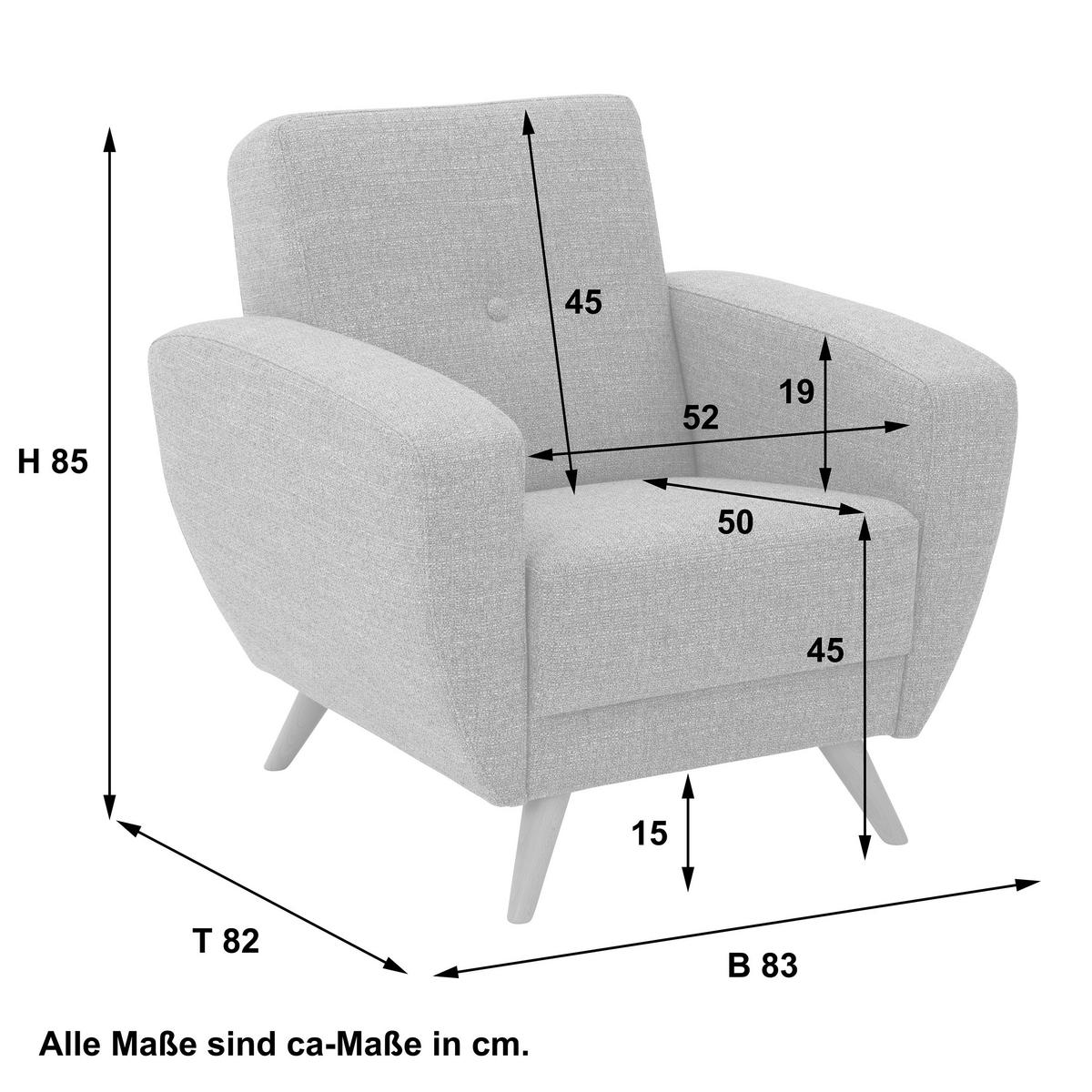 Polstersessel Mit Armlehnen Jerry Grau - Naturfarben/Grau, Design, Textil (83/85/82cm) - Max Winzer