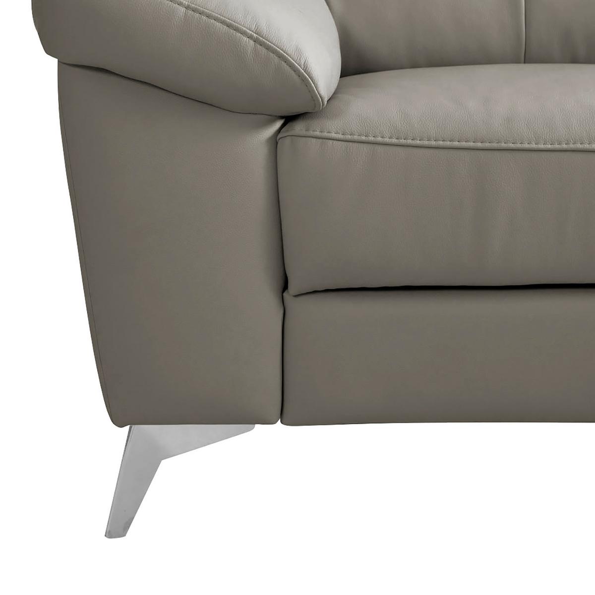 Ecksofa Luna Teilleder Schlammfarben 242x194 - Chromfarben/Schlammfarben, Design, Leder/Textil (242/194cm) - Livetastic