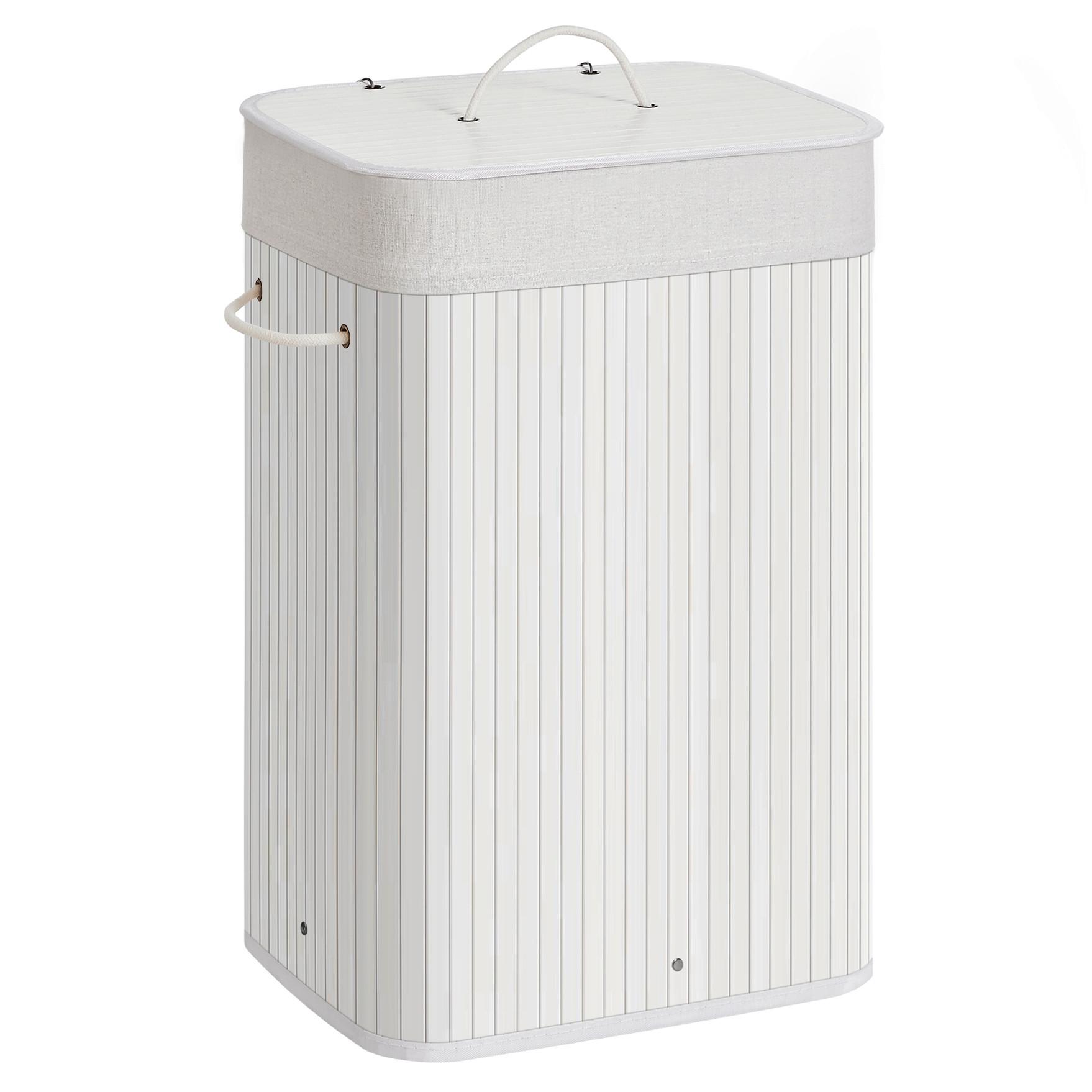 Wäschekorb Weiß B: 40 cm - Weiß, Basics, Naturmaterialien/Textil (40/60/30cm)