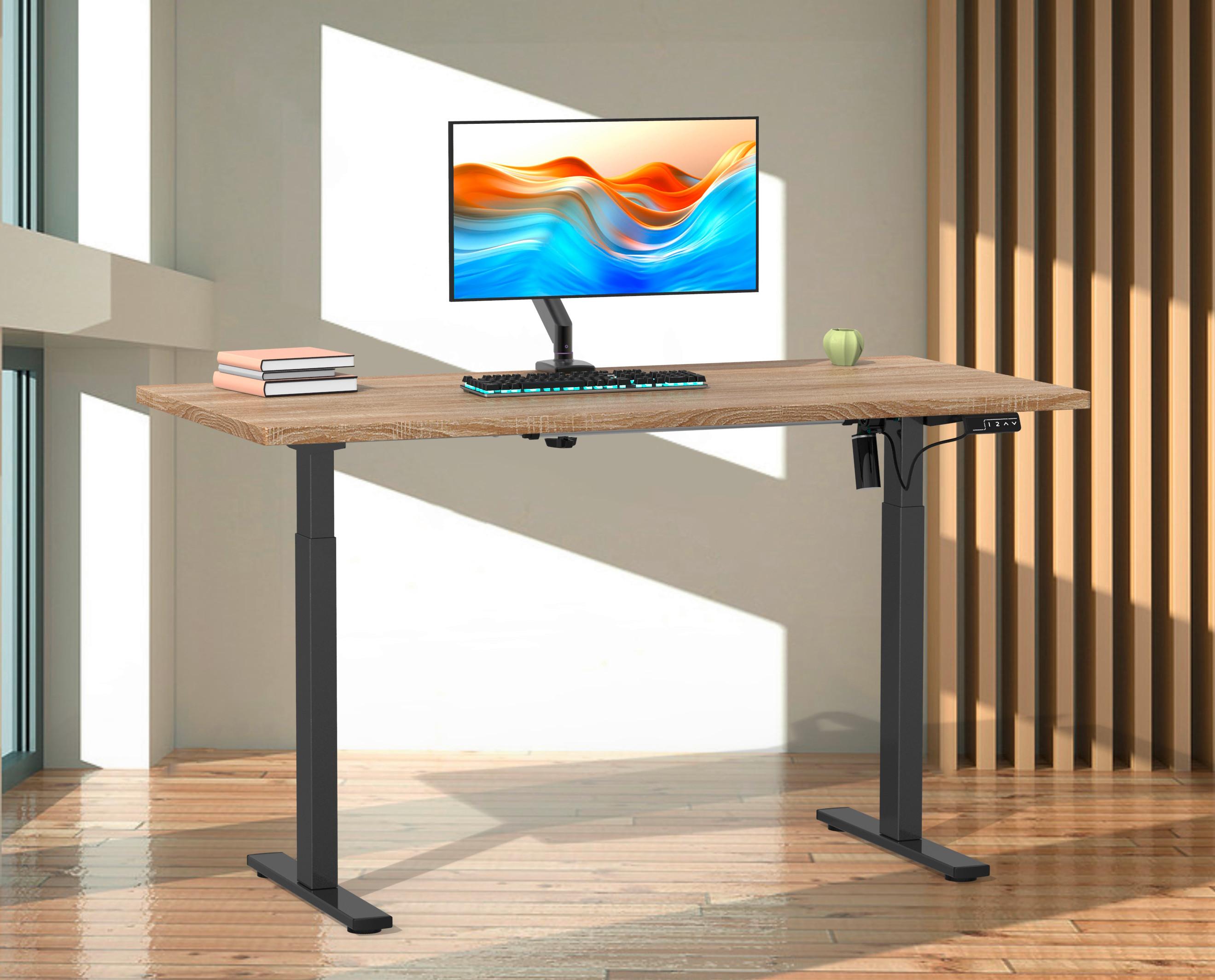 Schreibtisch E-lona Schwarz/eiche Dekor B: 110 Cm - Silberfarben/Schwarz, Design, Holzwerkstoff/Metall (110/71/80cm) - MID.YOU