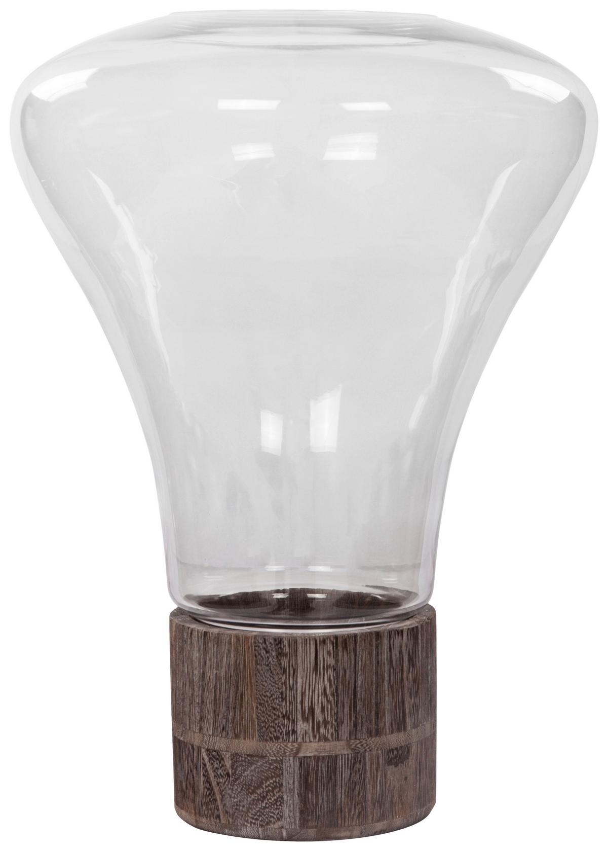 Windlicht Eris Grau, 31x38 cm - Grau, LIFESTYLE, Glas/Holzwerkstoff (31/38cm) - Kayoom