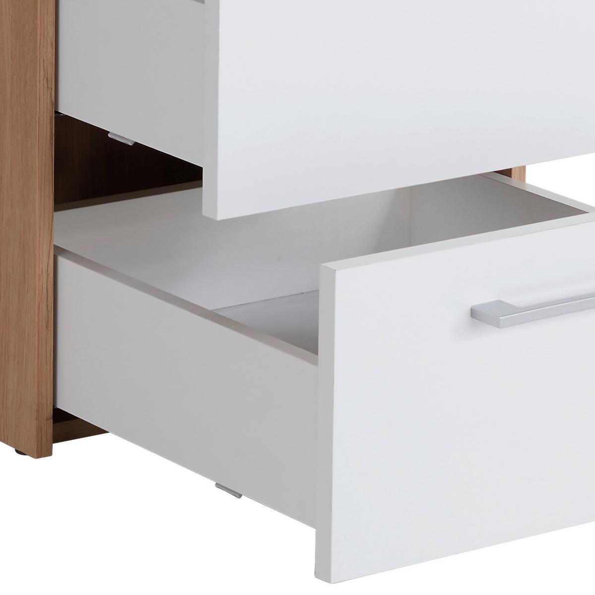 Schreibtisch mit Stauraum B 123,4cm H 73cm Box, Eiche - Eichefarben, MODERN, Holzwerkstoff (123,4/73/50cm) - Ondega