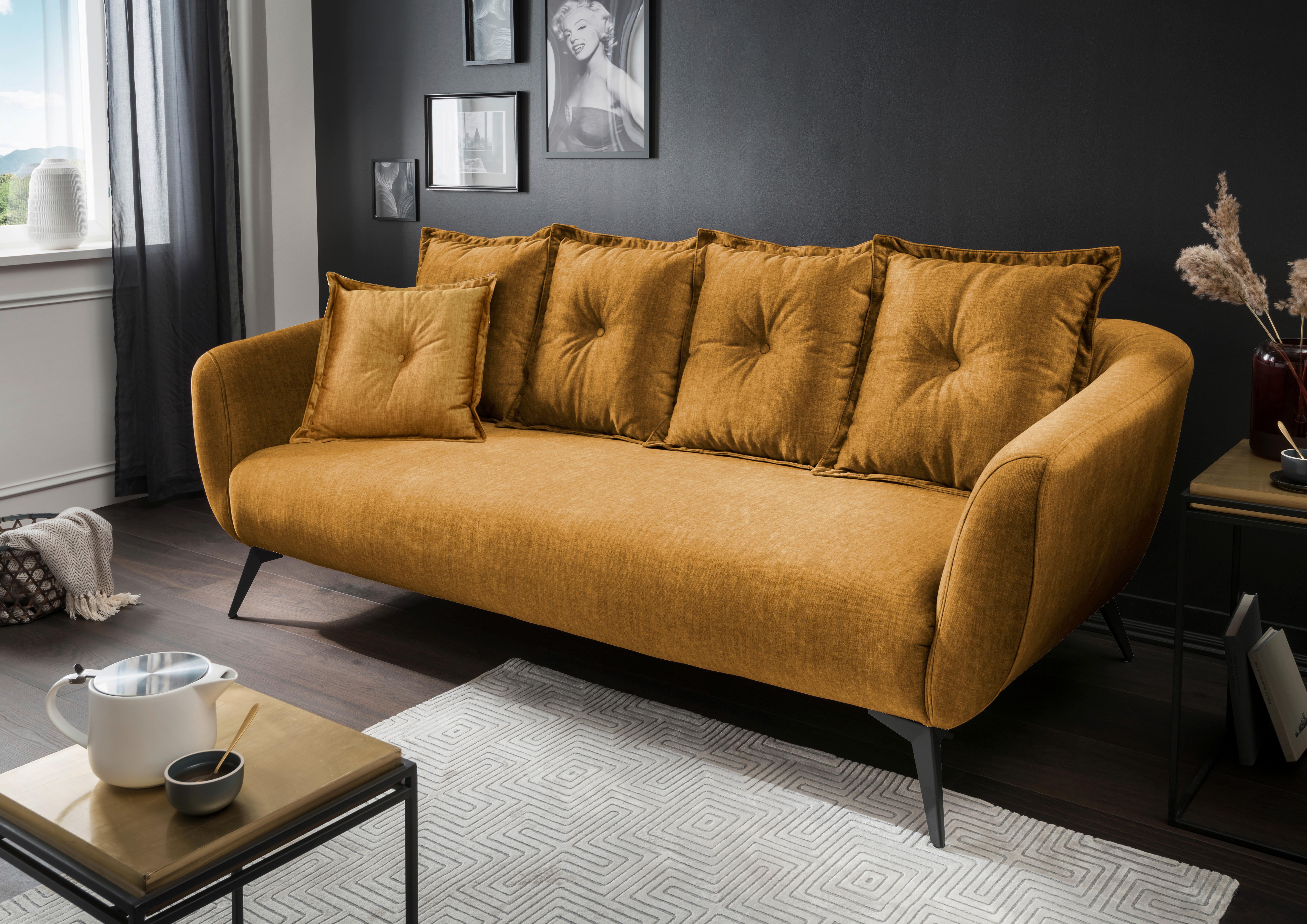 3-sitzer-sofa Baggio Mit Kissen Gelb - Gelb/Schwarz, MODERN, Holz/Textil (236/94/103cm) - Livetastic