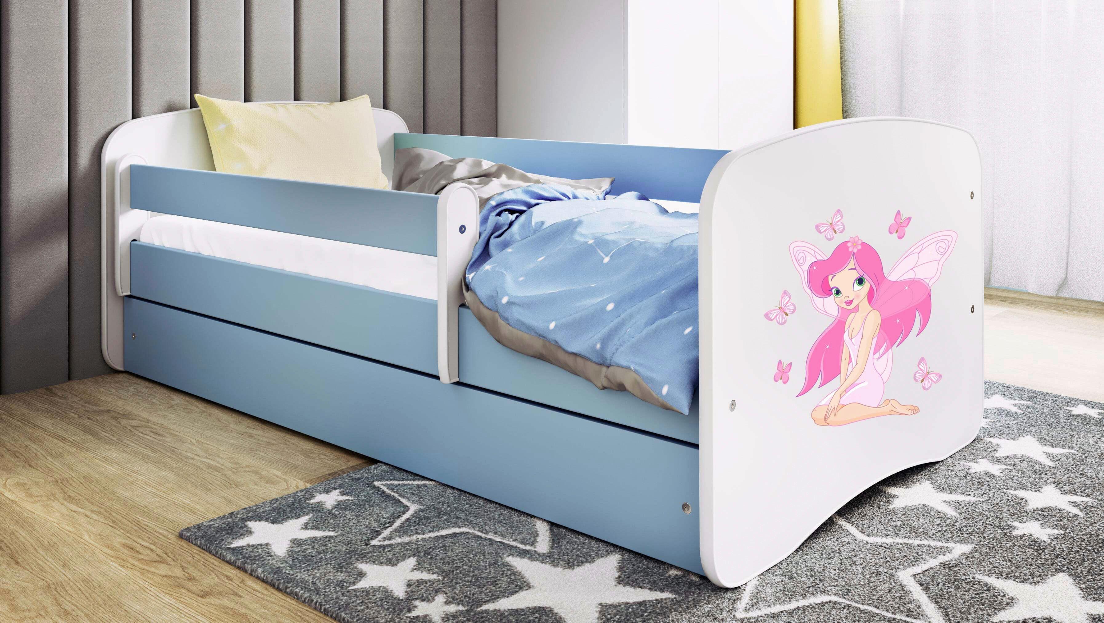 Kinder-/Juniorbett Babydreams Inkl. Matratze 80x160 - Blau/Birkefarben, MODERN, Holz/Holzwerkstoff (80/160cm) - MID.YOU