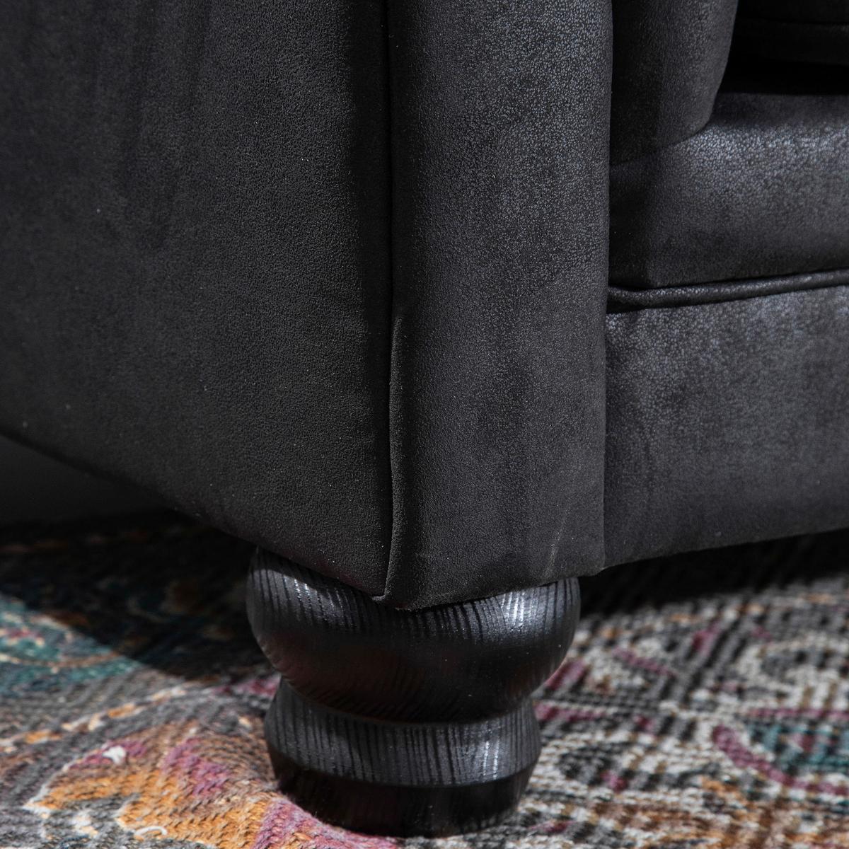 Chesterfield-Sofa Slopes Dunkelgrau 3-Sitzer - Dunkelgrau/Dunkelbraun, KONVENTIONELL, Textil (203/79/93cm) - Livetastic