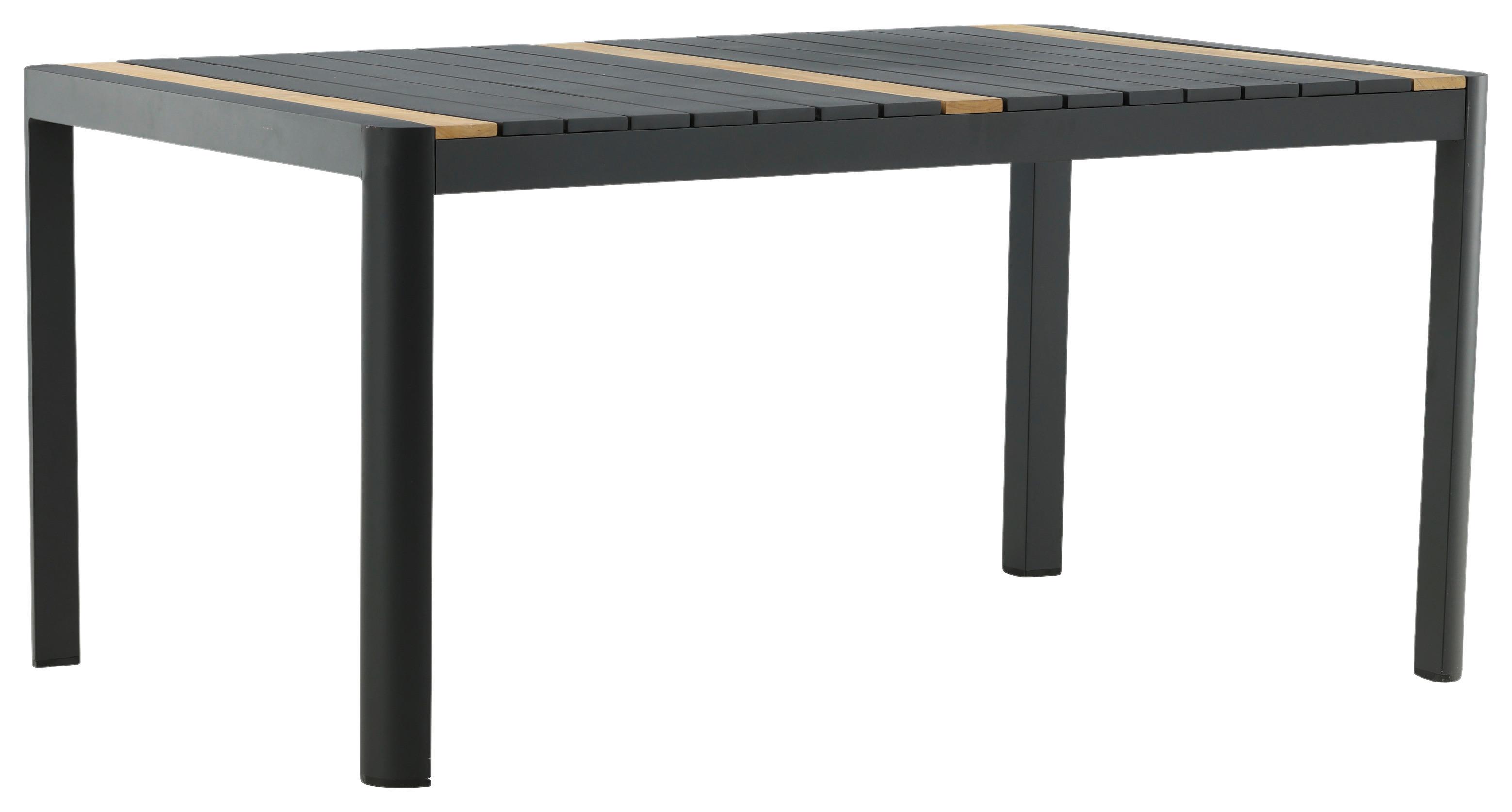 Gartentisch Togo Teakholz/Metall L 90 cm - Schwarz, KONVENTIONELL, Holz/Metall (90/75/150cm) - Gardenson