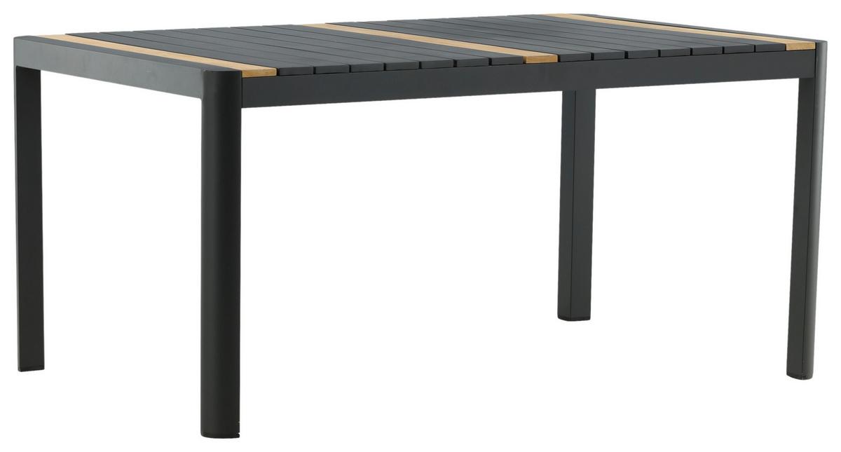 Gartentisch Togo Teakholz/Metall L 90 cm - Schwarz, KONVENTIONELL, Holz/Metall (90/75/150cm) - Gardenson