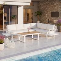 TERASOVÁ SEDACÍ SOUPRAVA TILLY - bílá/krémová, Moderní, kov/textil (288,5/70/74cm) - Bessagi Garden