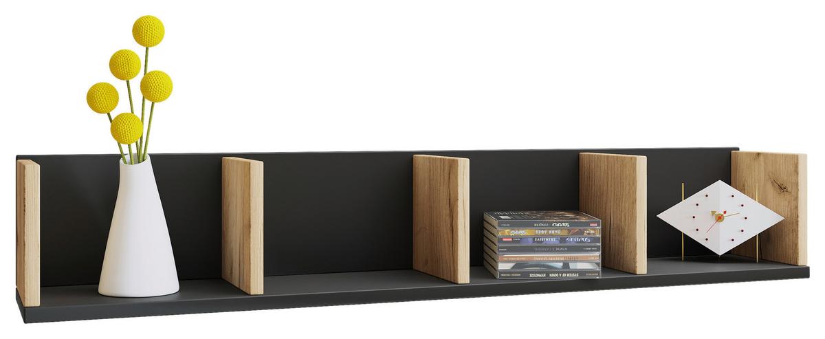 Wandregal Honsa Anthrazit/Eiche Dekor B: 97cm - Honigeiche/Anthrazit, Design, Holzwerkstoff (97/17/17cm) - MID.YOU