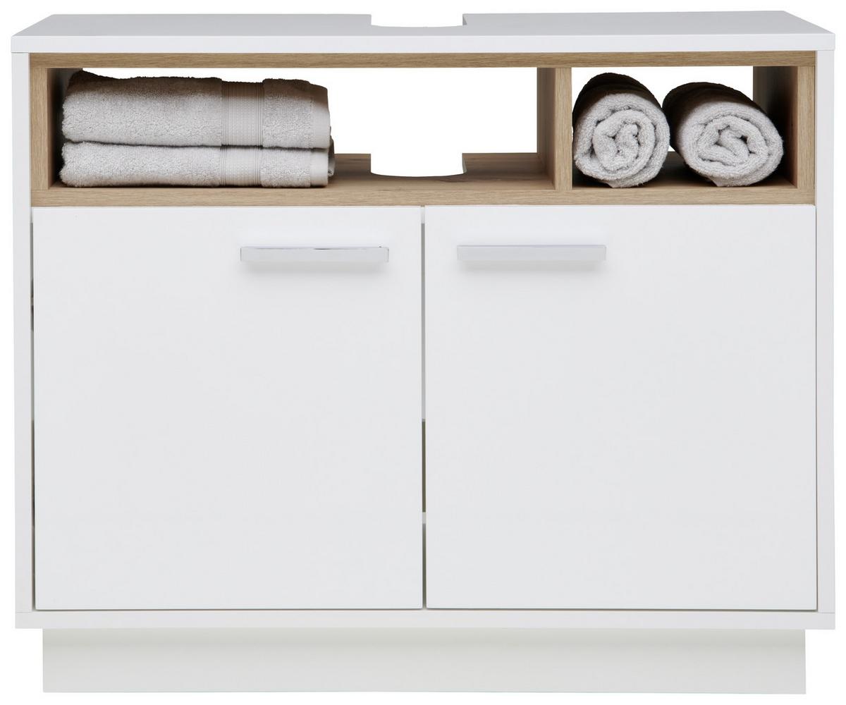 SKRINKA POD UMÝVADLO MILANO - biela/chrómová, Modern, kov/kompozitné drevo (80/64/40cm)