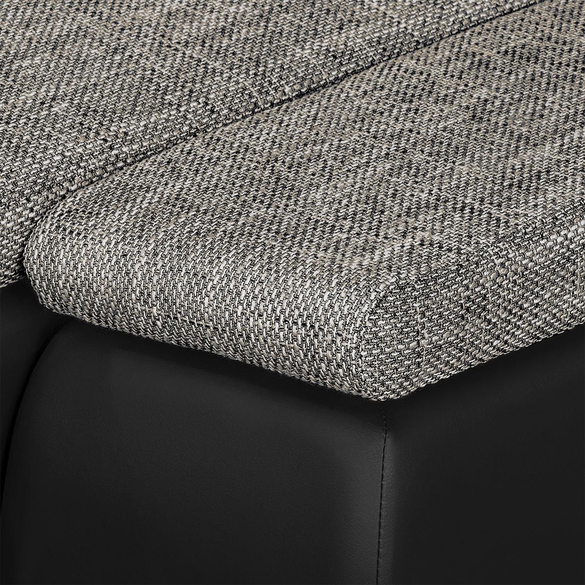 Ecksofa Acra Grau, Schwarz S:266x175cm - Chromfarben/Schwarz, Design, Textil (266/175cm) - Livetastic