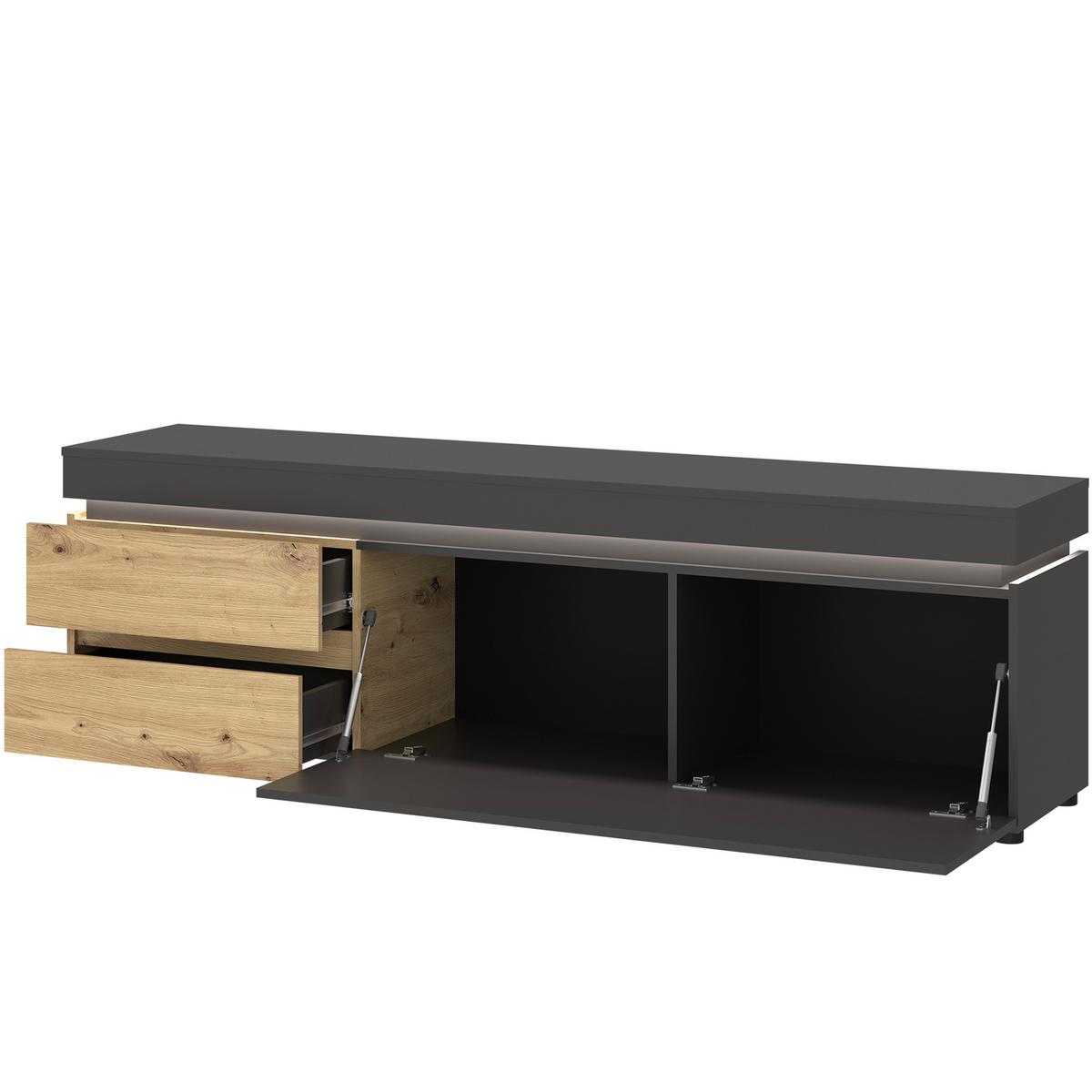 Tv-element Luci Grau Eiche Artisan/grau B: 180,5 Cm - Schwarz/Eiche Artisan, Trend, Holzwerkstoff (180,5/56,7/48cm) - MID.YOU